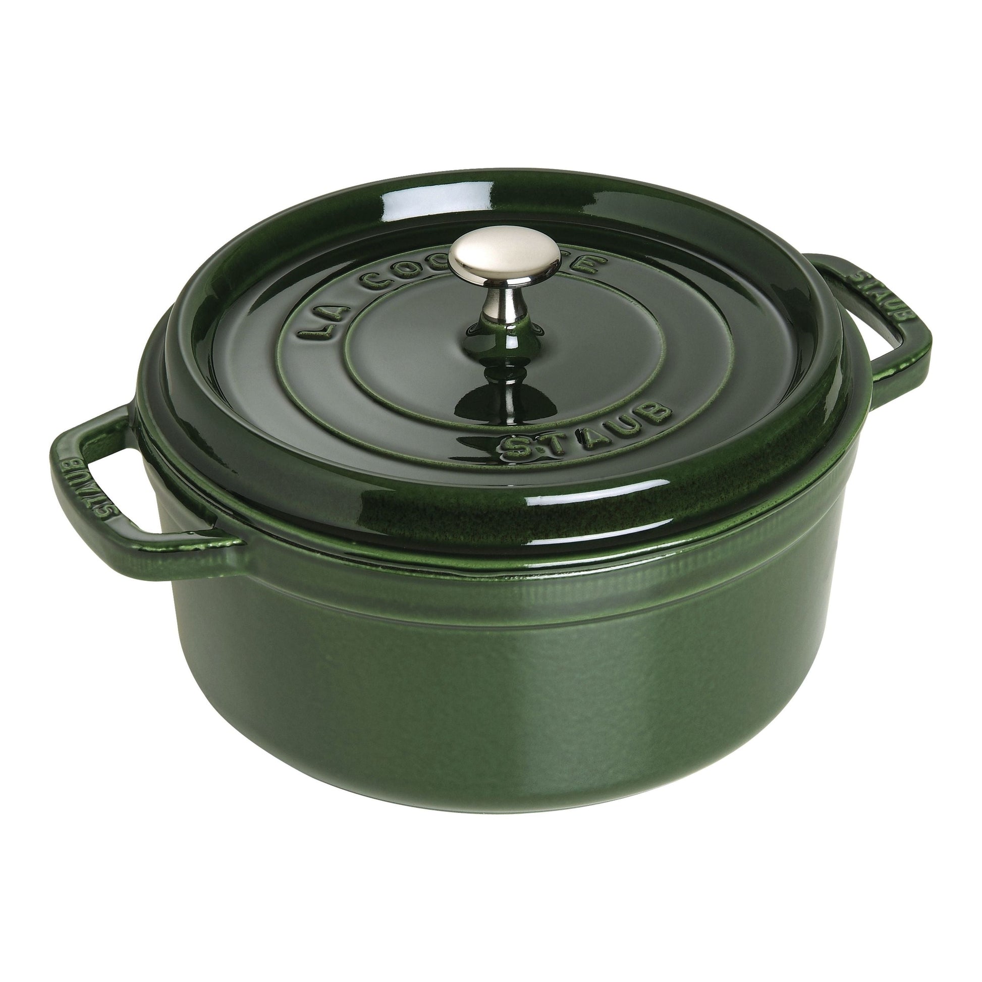 STAUB La Cocotte 5.25 L Cast Iron Round Cocotte, Basil-Green-Cookware-DECOROLALA