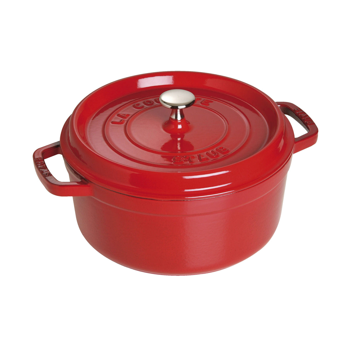 STAUB La Cocotte 5.25 L Cast Iron Round Cocotte, Cherry (Visual Imperfections - B STOCK)-0