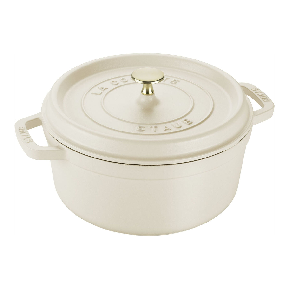 STAUB La Cocotte 5.25 L Cast Iron Round Cocotte, Cream-Needs Review-DECOROLALA