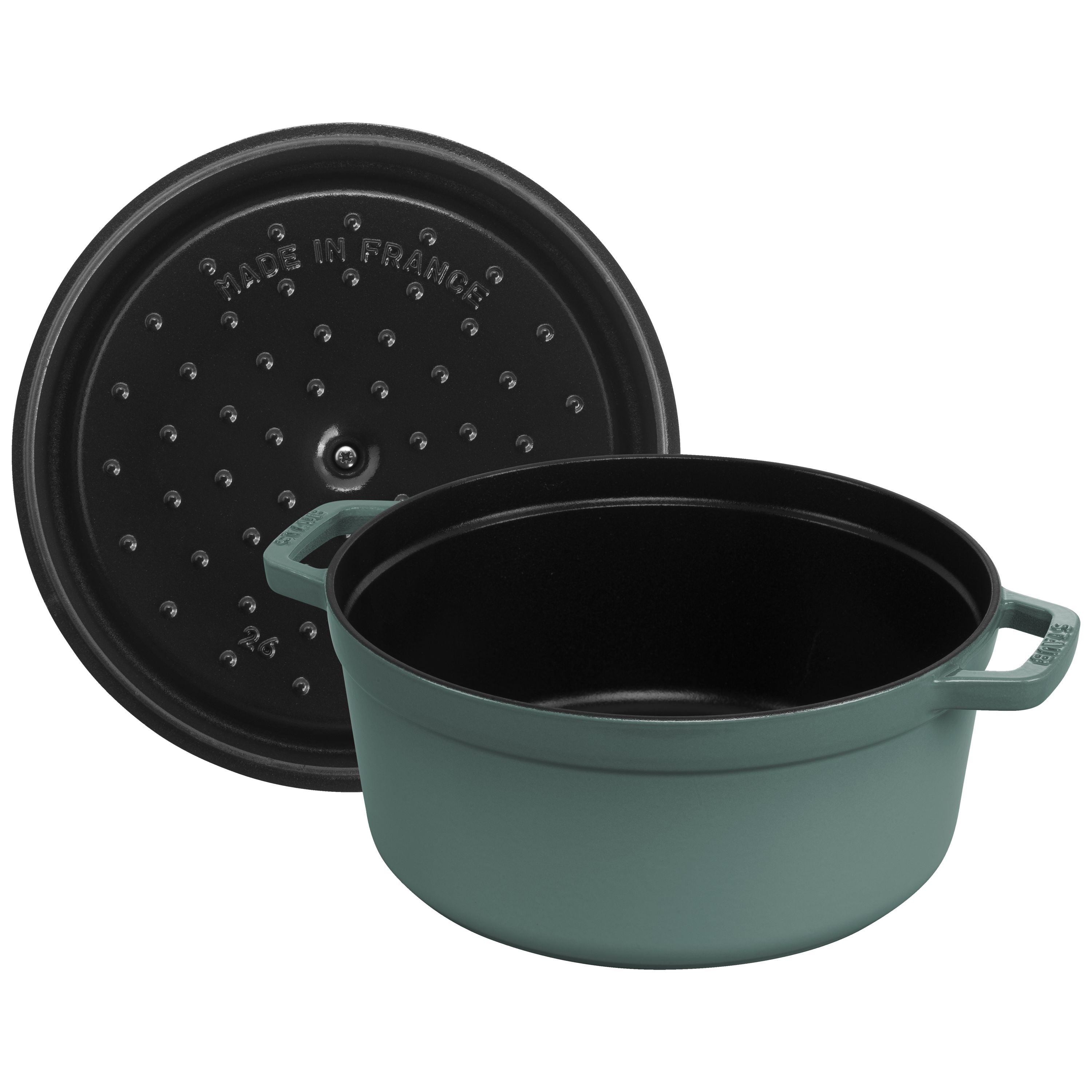 STAUB La Cocotte 5.25 L Cast Iron Round Cocotte, Eucalyptus-Cookware-DECOROLALA