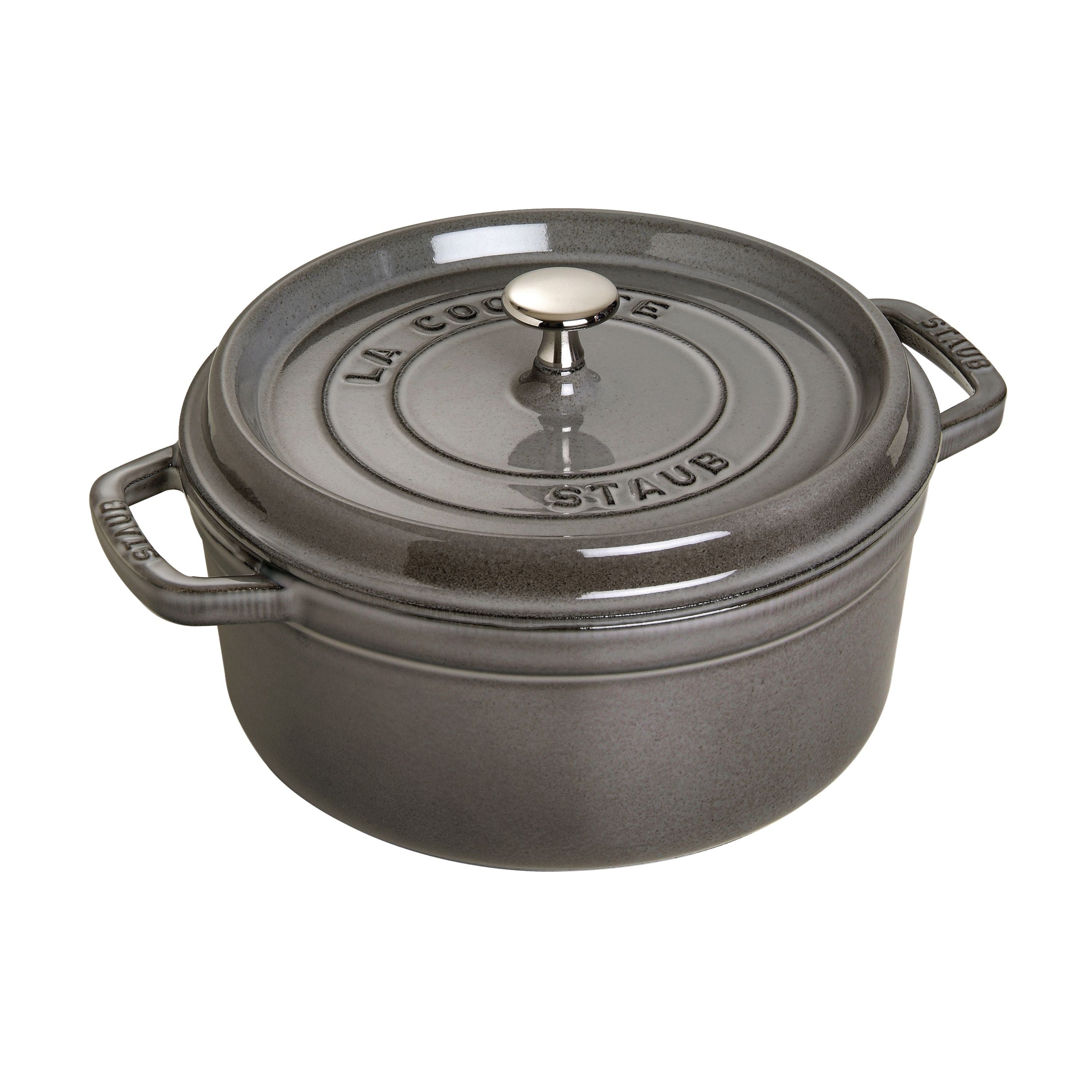 STAUB La Cocotte 5.25 L Cast Iron Round Cocotte, Graphite-Grey-Cookware-DECOROLALA