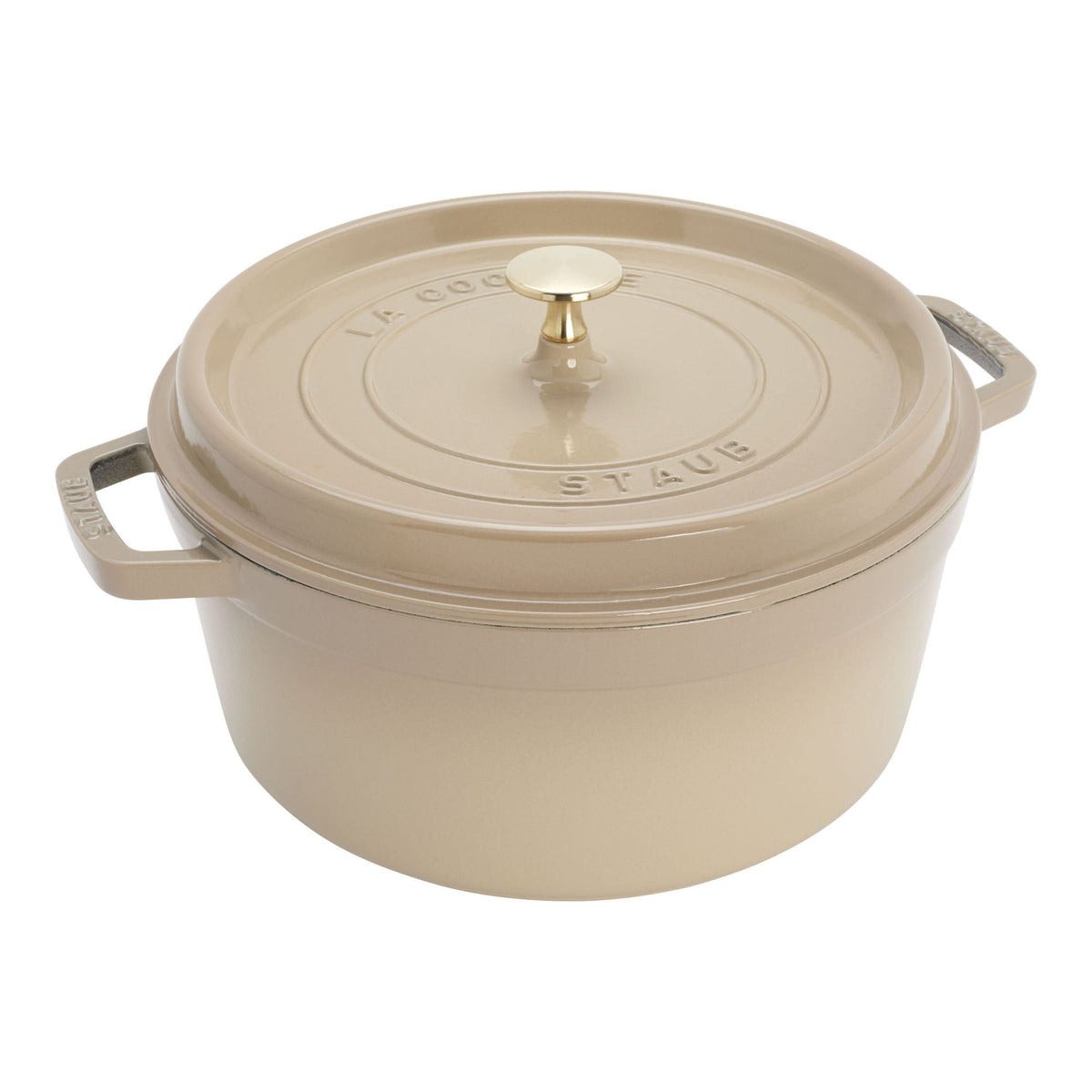 STAUB La Cocotte 5.25 L Cast Iron Round Cocotte, Sesame-n/a-DECOROLALA