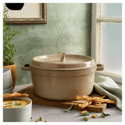 STAUB La Cocotte 5.25 L Cast Iron Round Cocotte, Sesame-n/a-DECOROLALA