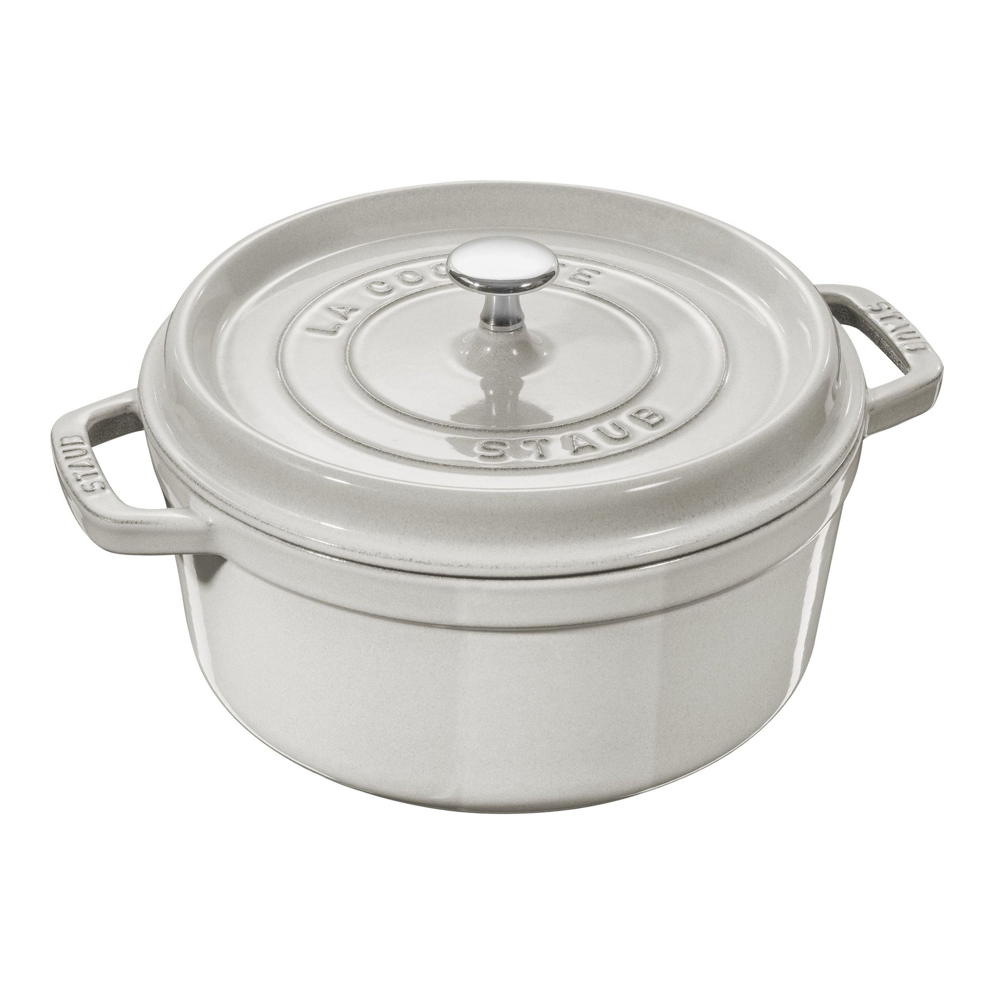 STAUB La Cocotte 5.25 L Cast Iron Round Cocotte, White Truffle-Cookware-DECOROLALA