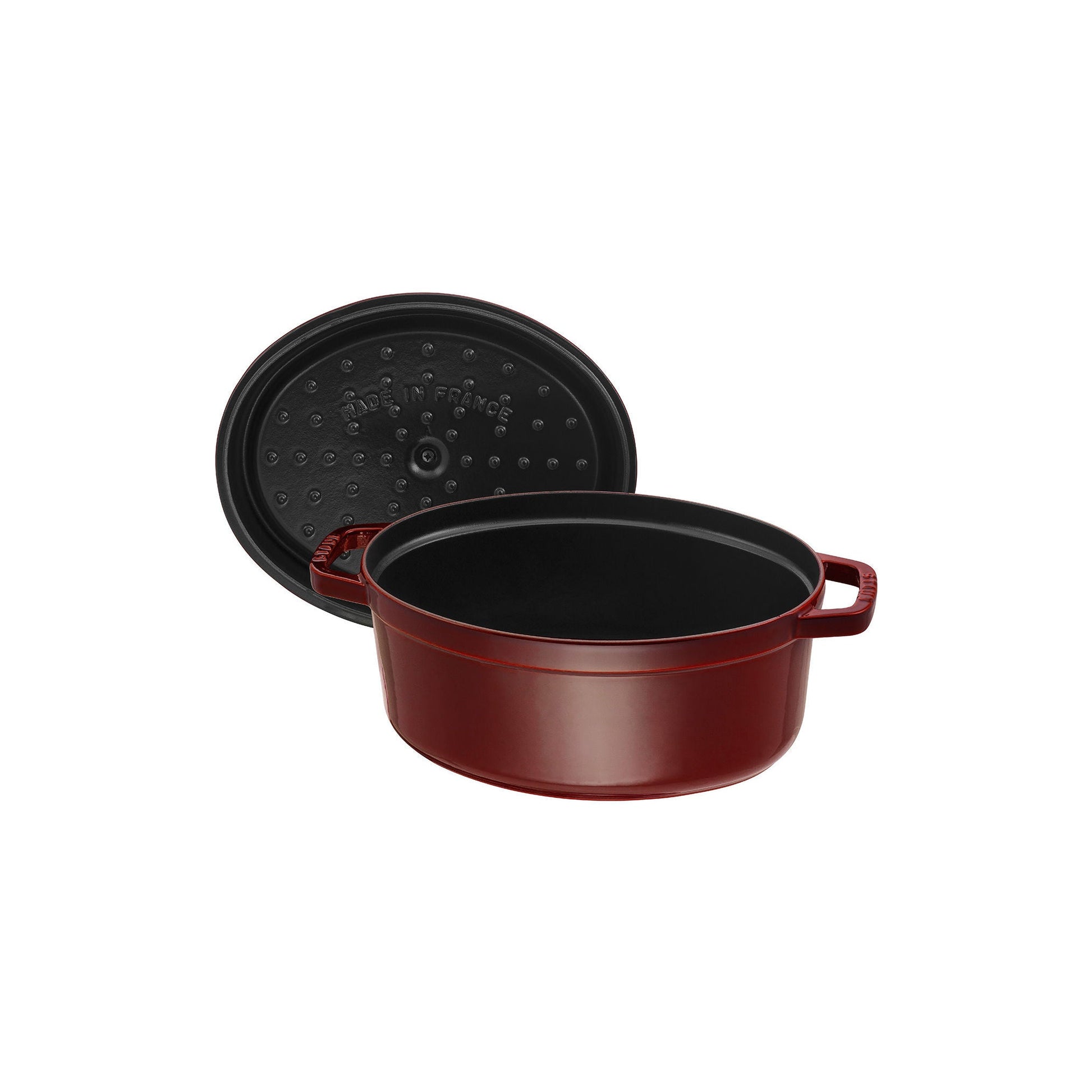 STAUB La Cocotte 5.5 L Cast Iron Oval Cocotte, Grenadine-Red-Cookware-DECOROLALA