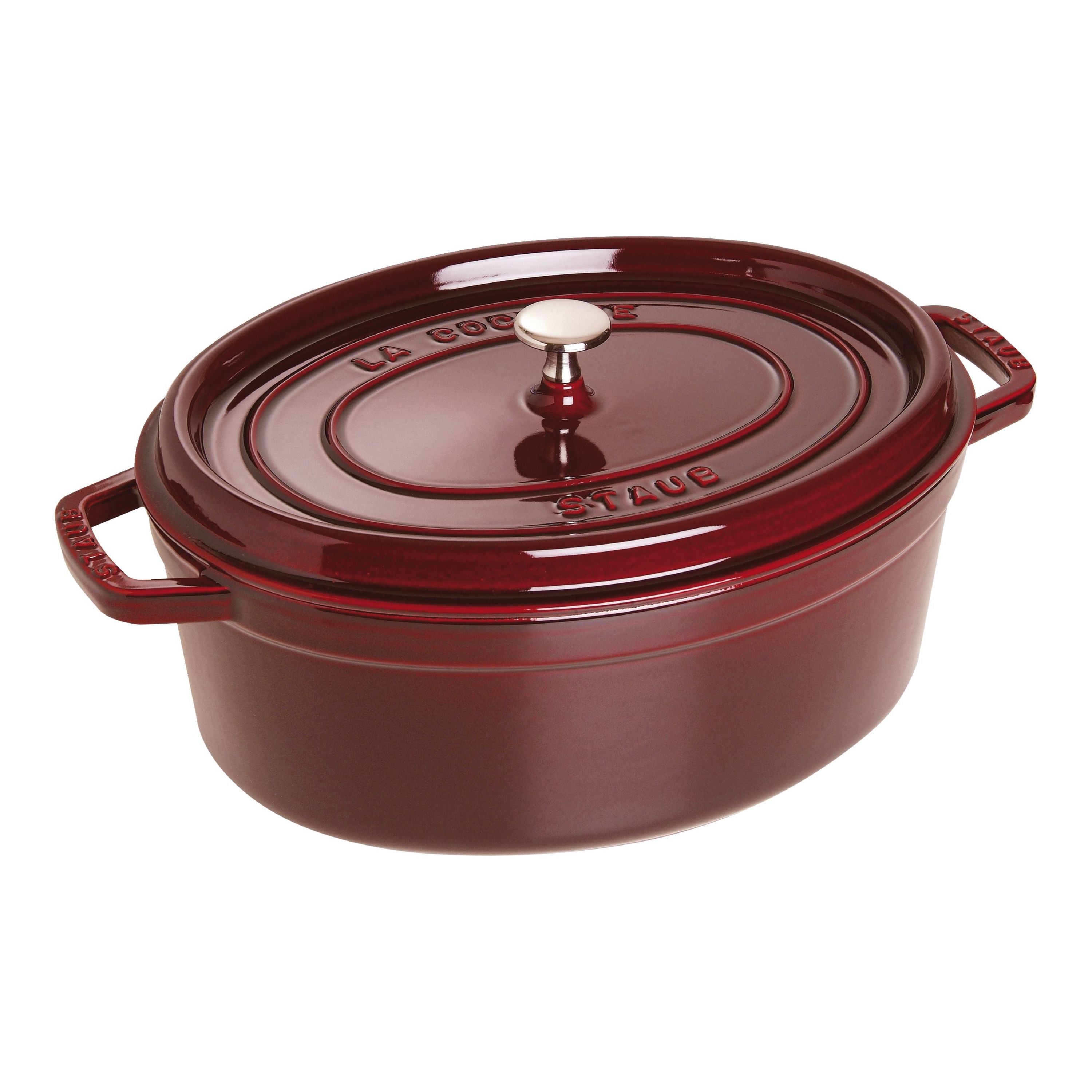 STAUB La Cocotte 5.5 L Cast Iron Oval Cocotte, Grenadine-Red-Cookware-DECOROLALA
