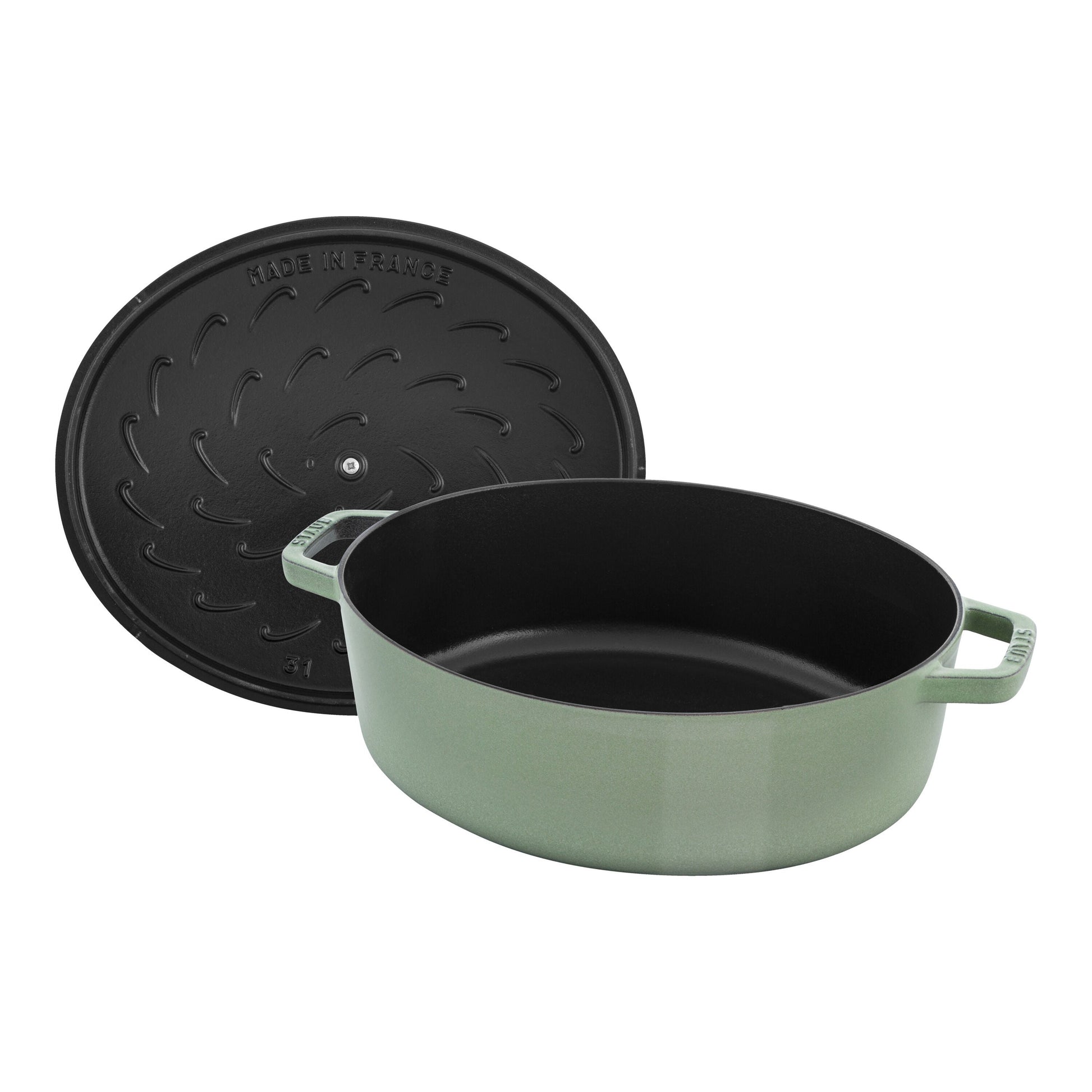 STAUB La Cocotte 5.5 L Cast Iron Oval French Oven, Sage (Visual Imperfections - B Stock)-Dutch Oven-DECOROLALA