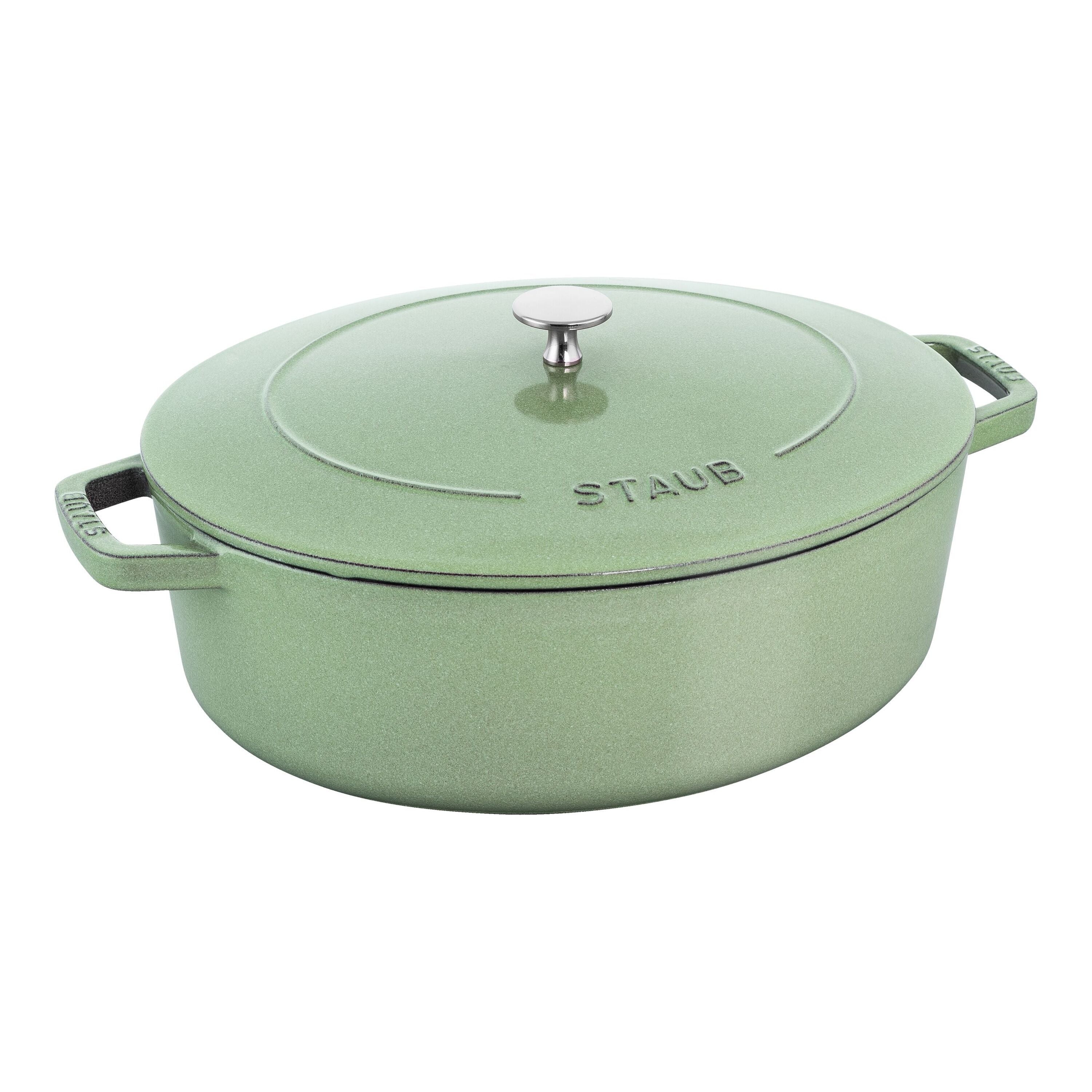 STAUB La Cocotte 5.5 L Cast Iron Oval French Oven, Sage (Visual Imperfections - B Stock)-Dutch Oven-DECOROLALA