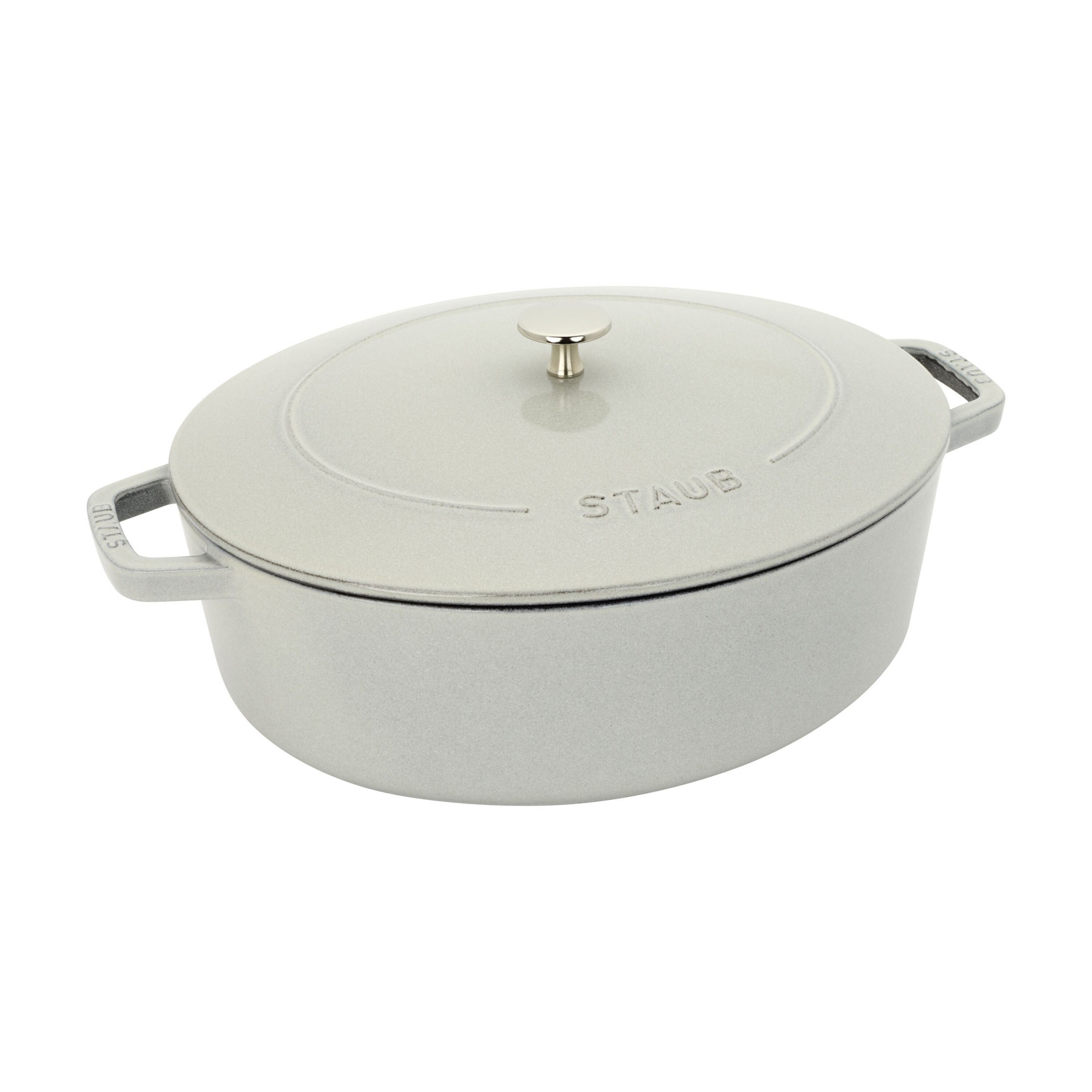 STAUB La Cocotte 6 L Cast Iron Oval Wide Oval Dutch Oven, White Truffle-Cookware-DECOROLALA