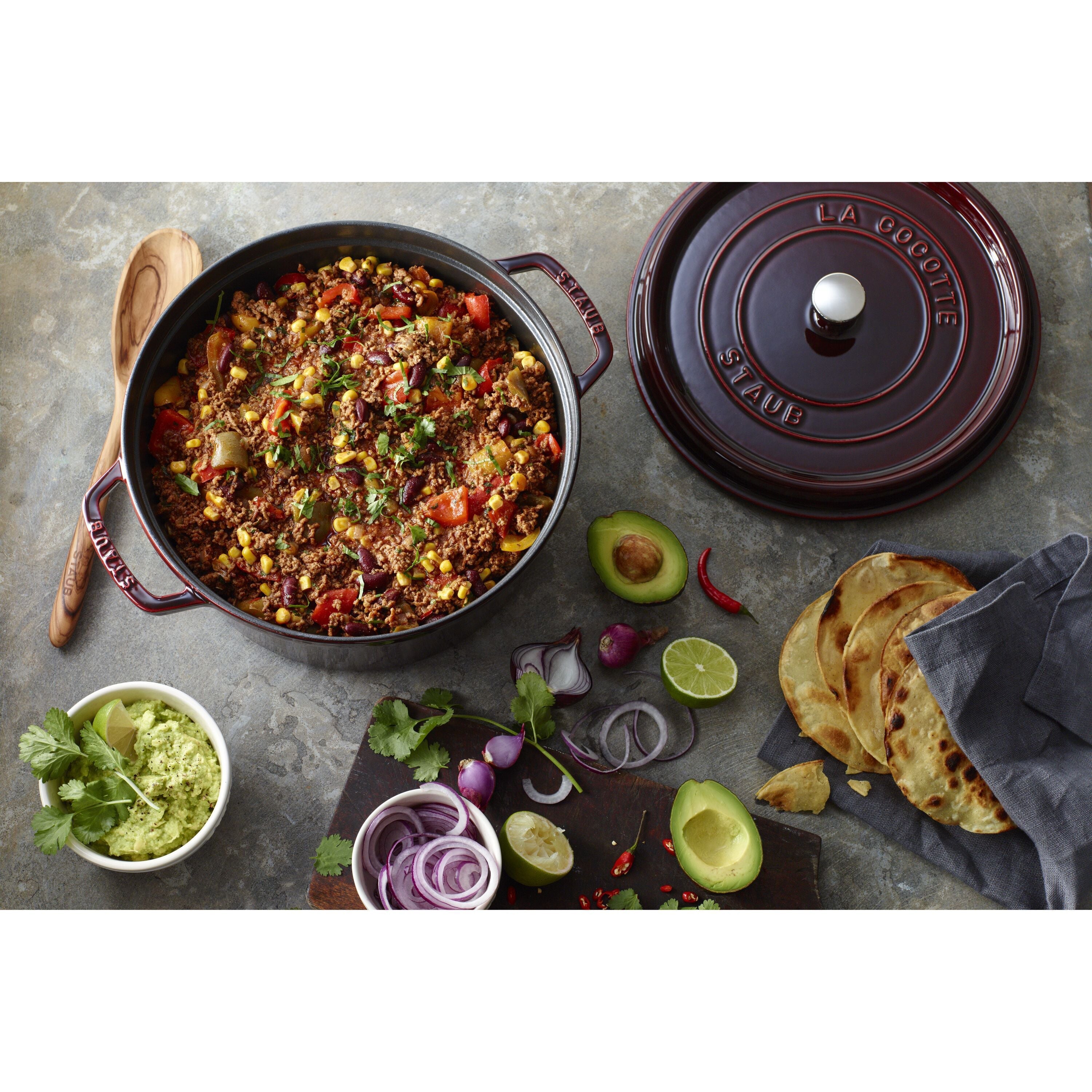 STAUB La Cocotte 6.75 L Cast Iron Cocotte, Grenadine-Red-Cookware-DECOROLALA