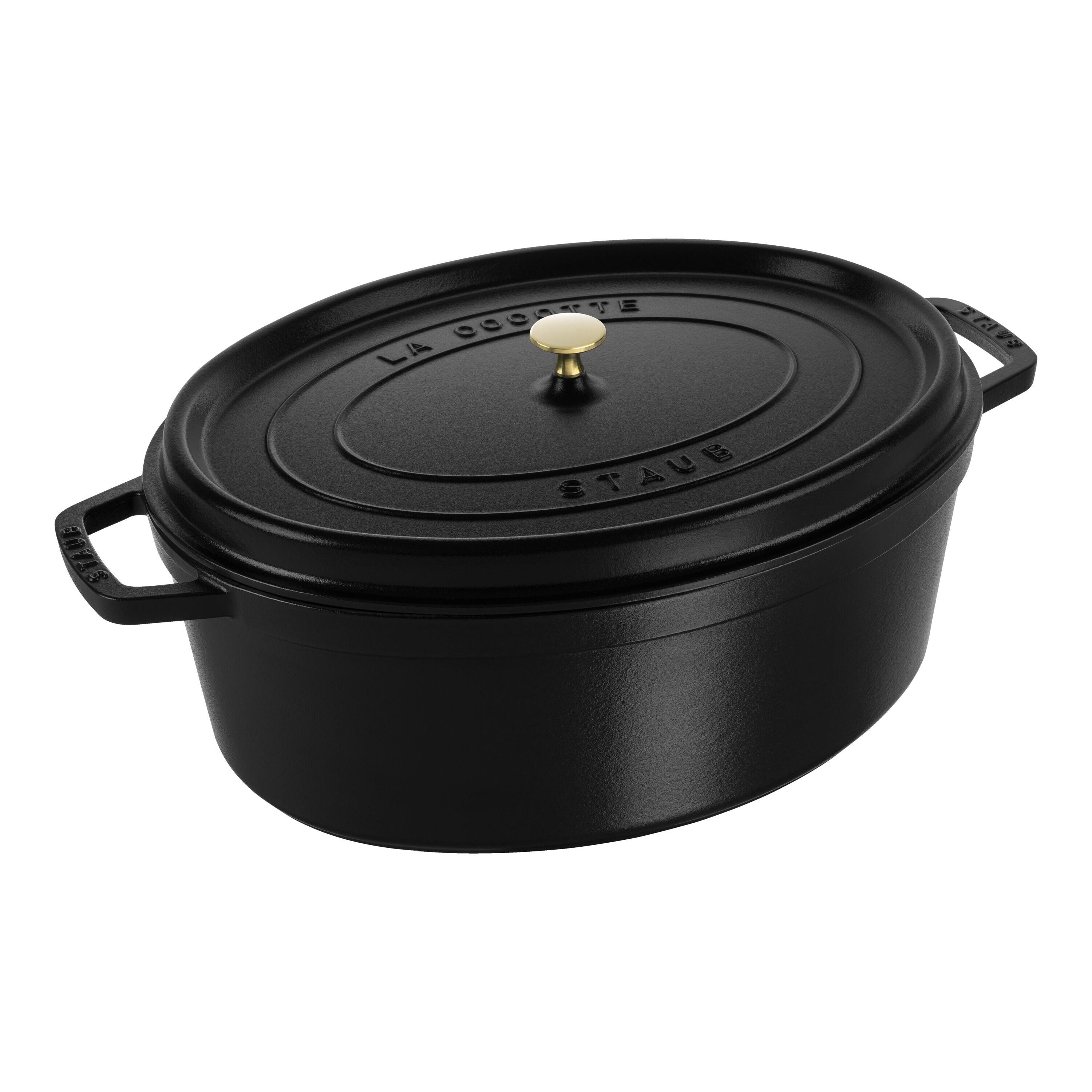STAUB La Cocotte 6.75 L Cast Iron Oval Cocotte, Black-Cookware-DECOROLALA
