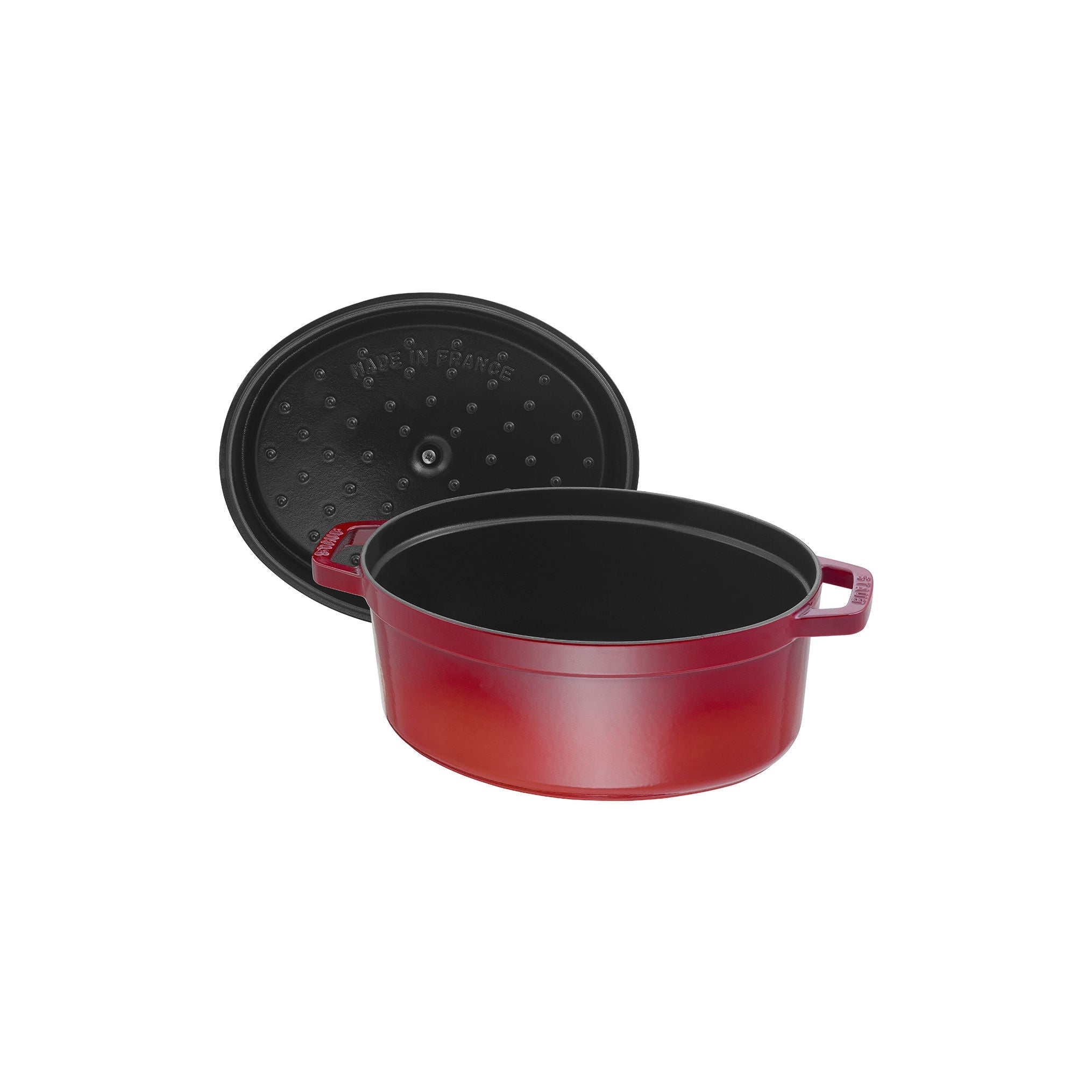 STAUB La Cocotte 6.75 L Cast Iron Oval Cocotte, Cherry (Visual Imperfections - B STOCK)-Dutch Oven-DECOROLALA