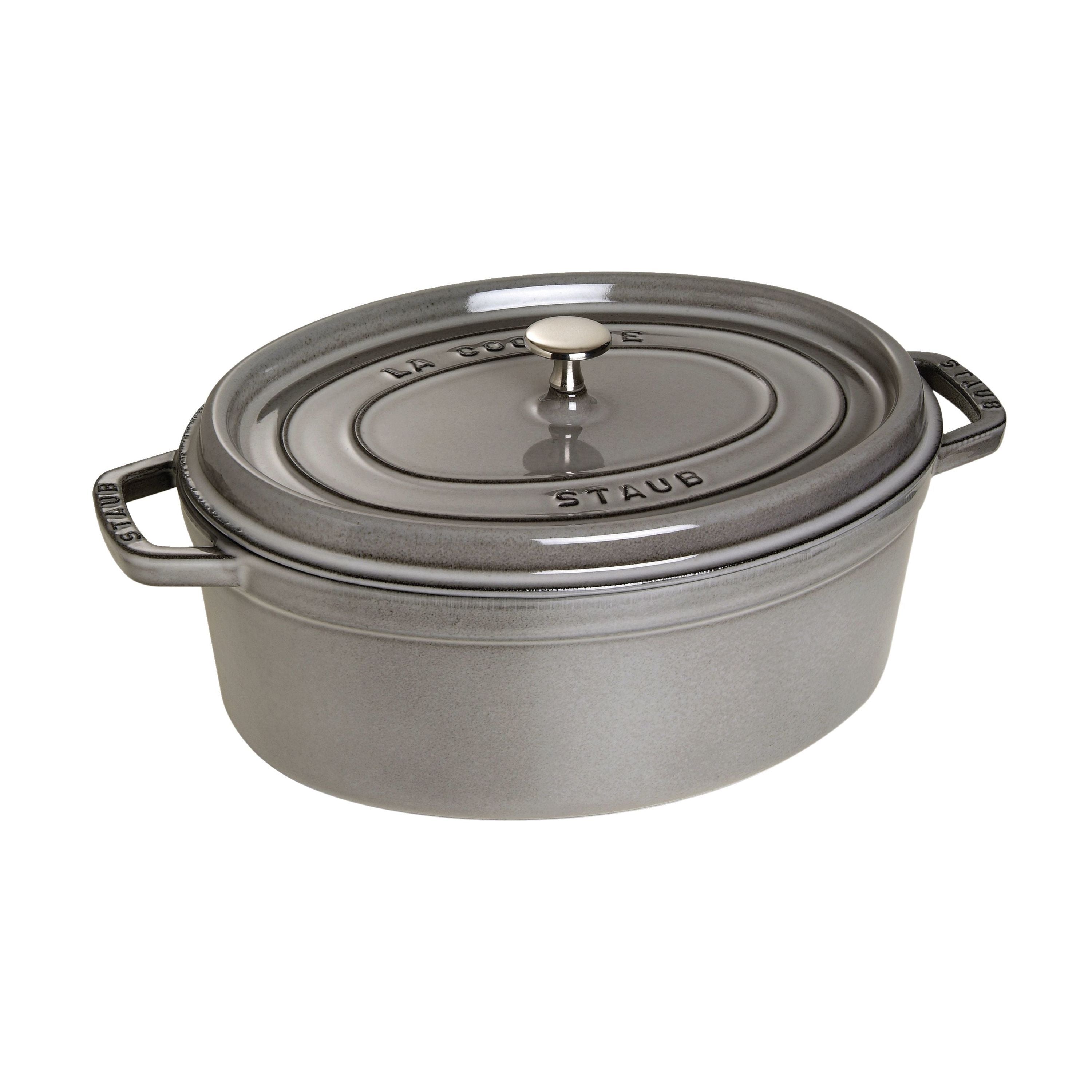 STAUB La Cocotte 6.75 L Cast Iron Oval Cocotte, Graphite-Grey-Cookware-DECOROLALA