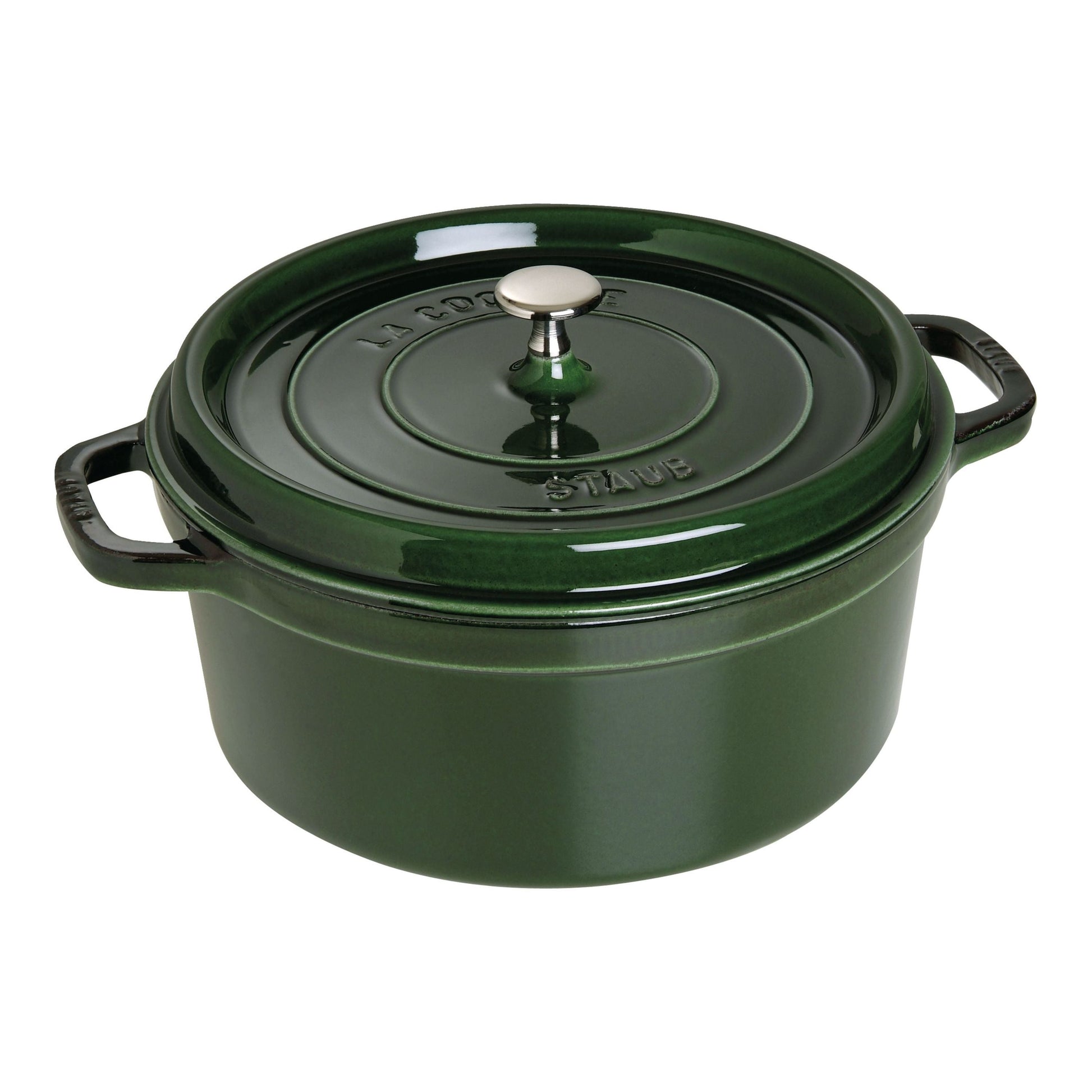 STAUB La Cocotte 6.75 L Cast Iron Round Cocotte, Basil-Green-Cookware-DECOROLALA