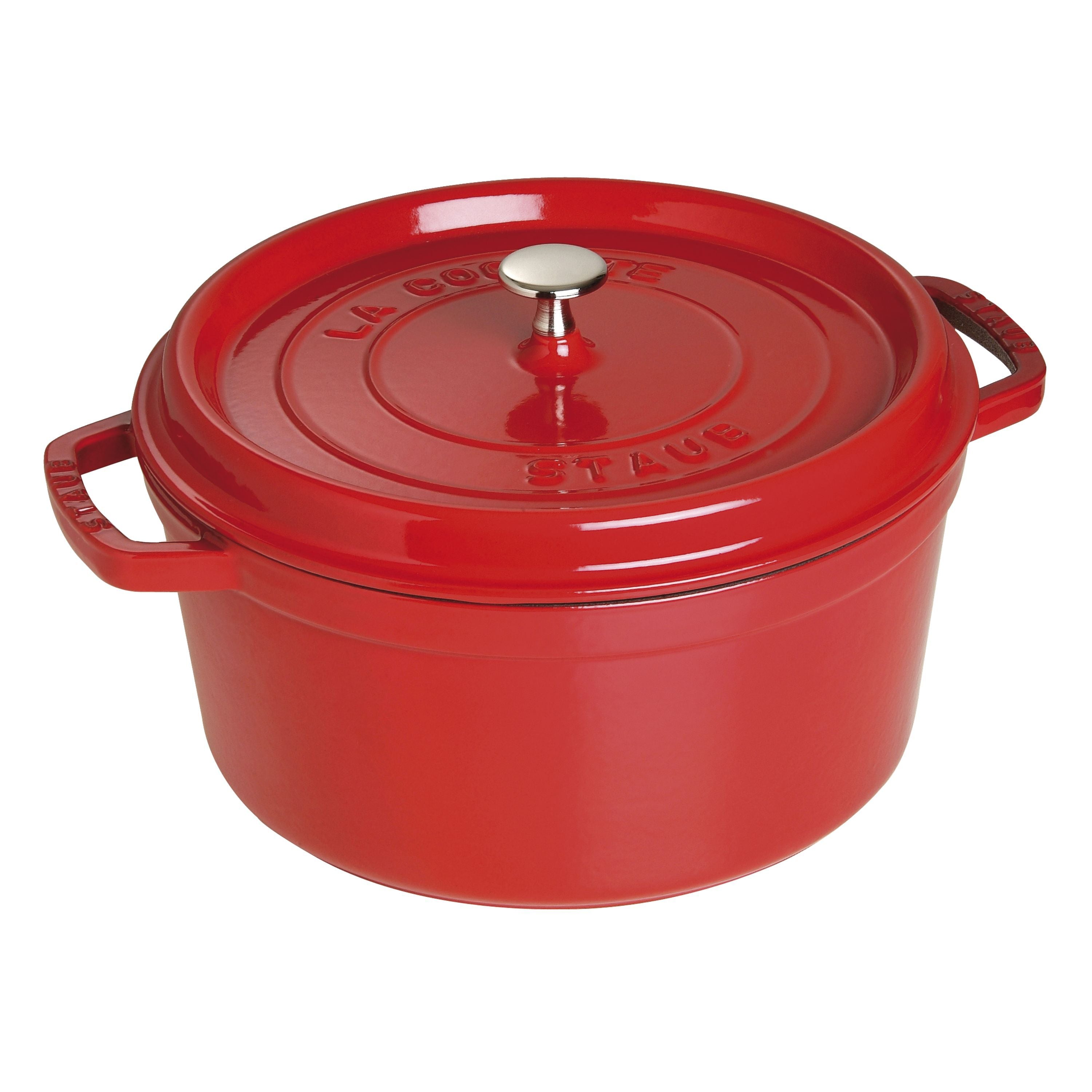 STAUB La Cocotte 6.75 L Cast Iron Round Cocotte, Cherry-Cookware-DECOROLALA