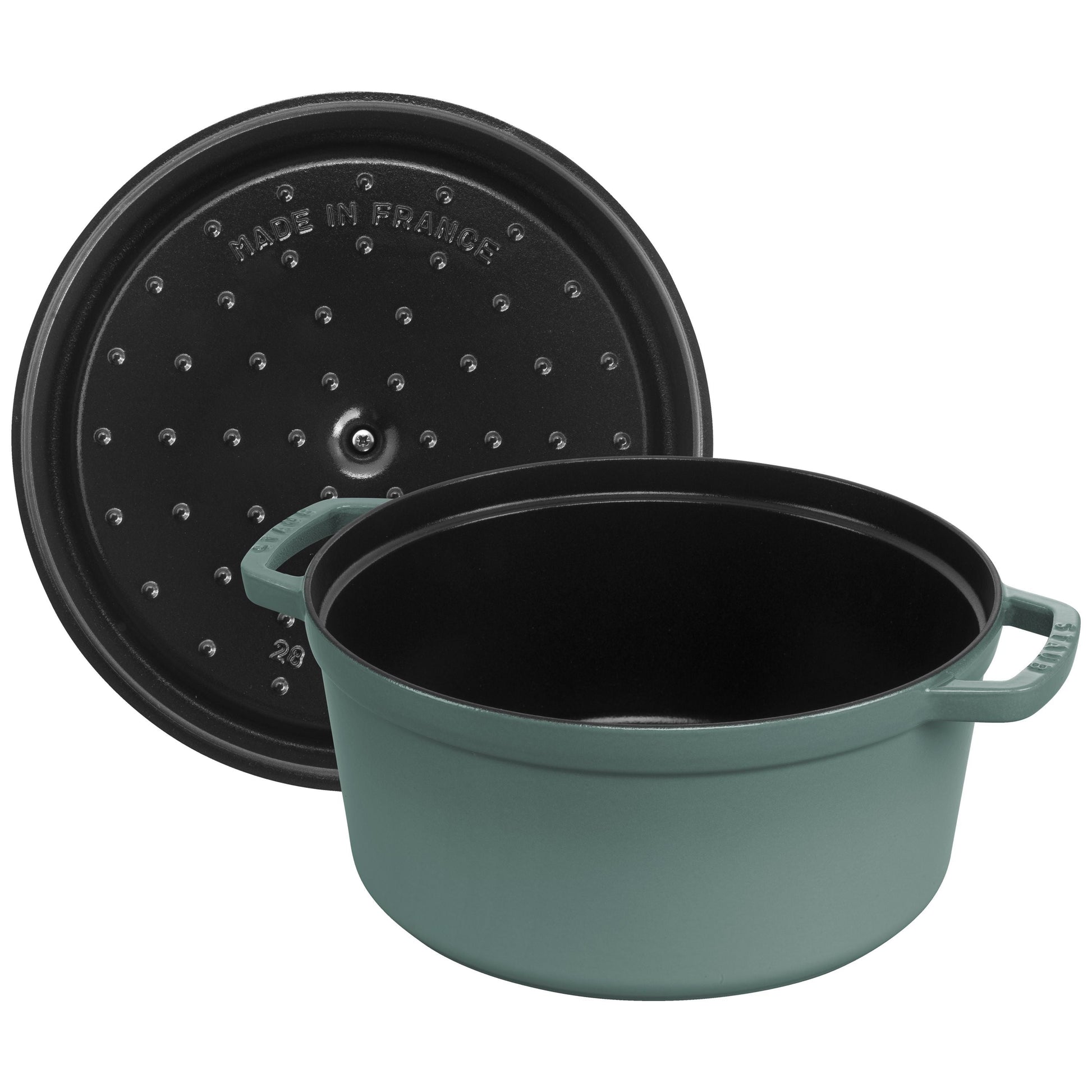 STAUB La Cocotte 6.75 L Cast Iron Round Cocotte, Eucalyptus-Cookware-DECOROLALA
