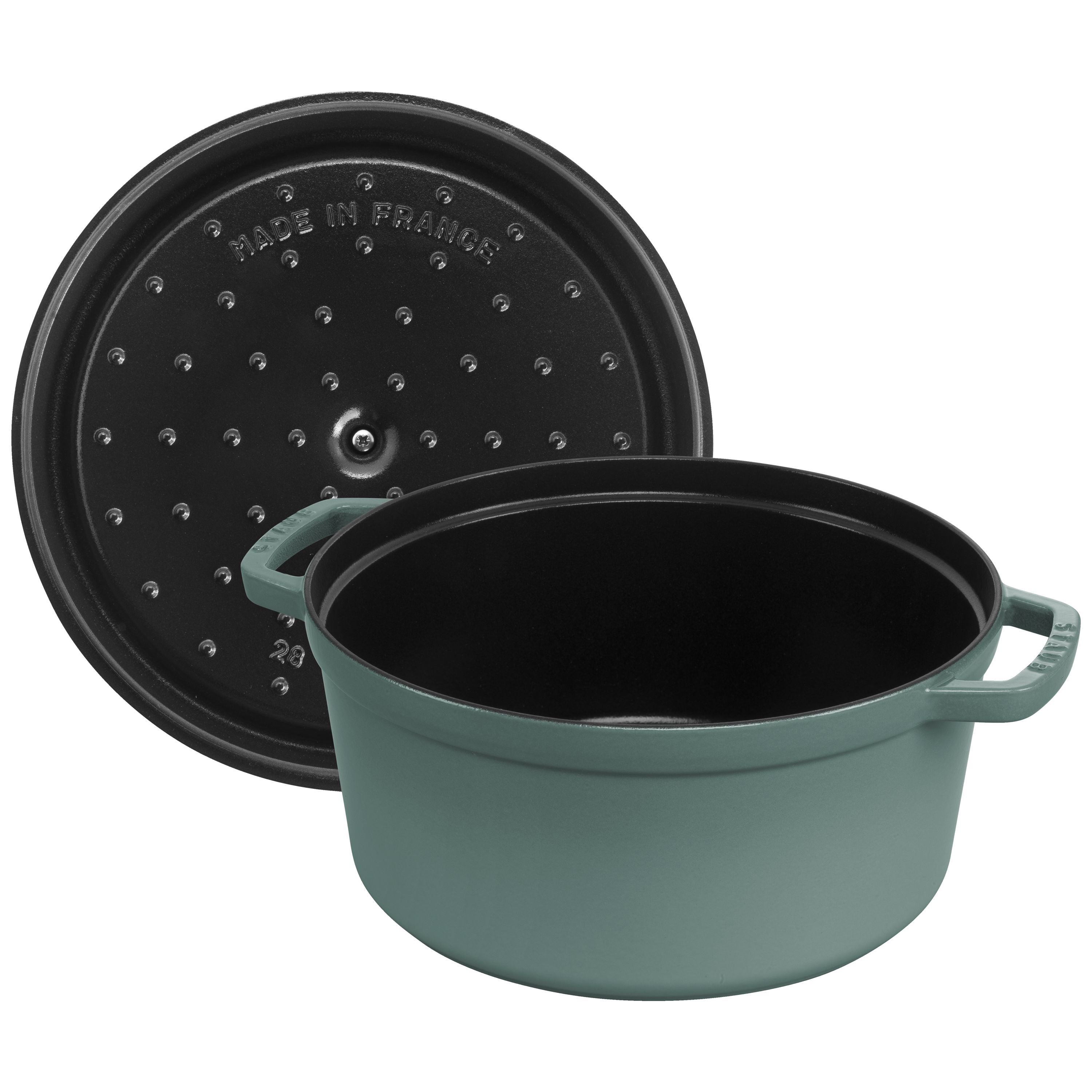 STAUB La Cocotte 6.75 L Cast Iron Round Cocotte, Eucalyptus-Cookware-DECOROLALA