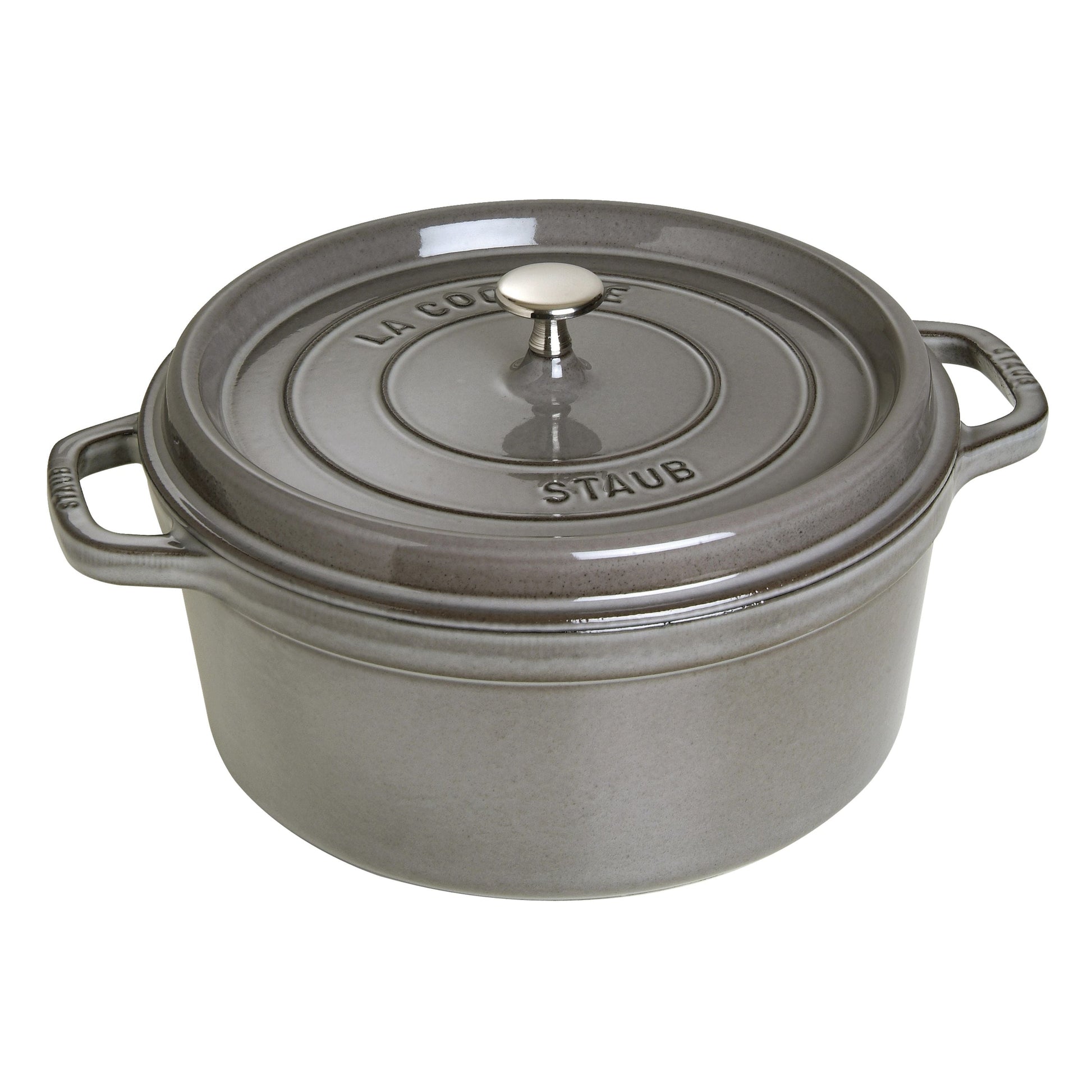 STAUB La Cocotte 6.75 L Cast Iron Round Cocotte, Graphite-Grey-Cookware-DECOROLALA