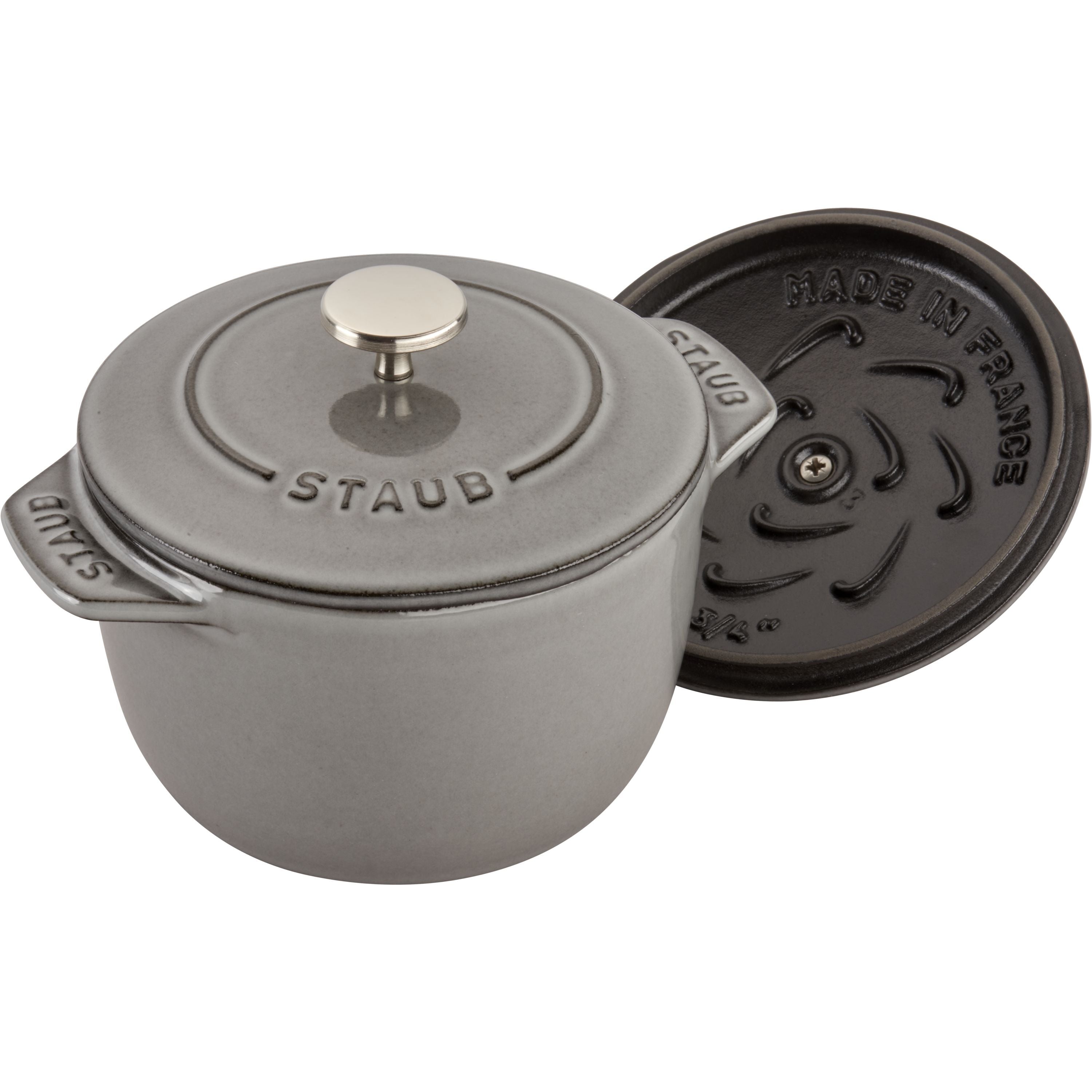 STAUB La Cocotte 725 mL Cast Iron Round Rice Cocotte, Graphite-Grey-Cookware-DECOROLALA