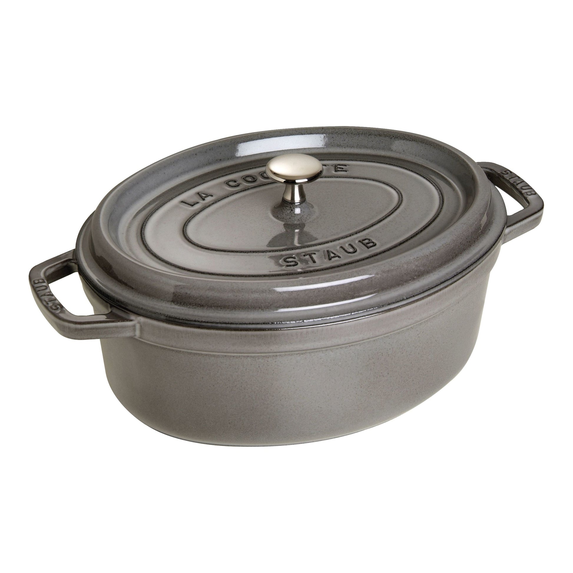 STAUB La Cocotte 8 L Cast Iron Oval Cocotte, Graphite-Grey-Cookware-DECOROLALA