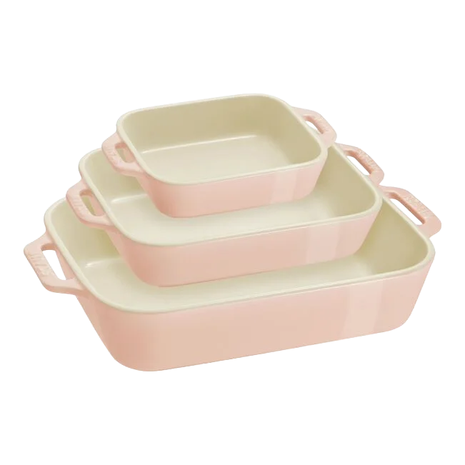 STAUB Macaron Baker Set – 3-Piece Rectangular Pastel Stoneware-Ceramic-DECOROLALA