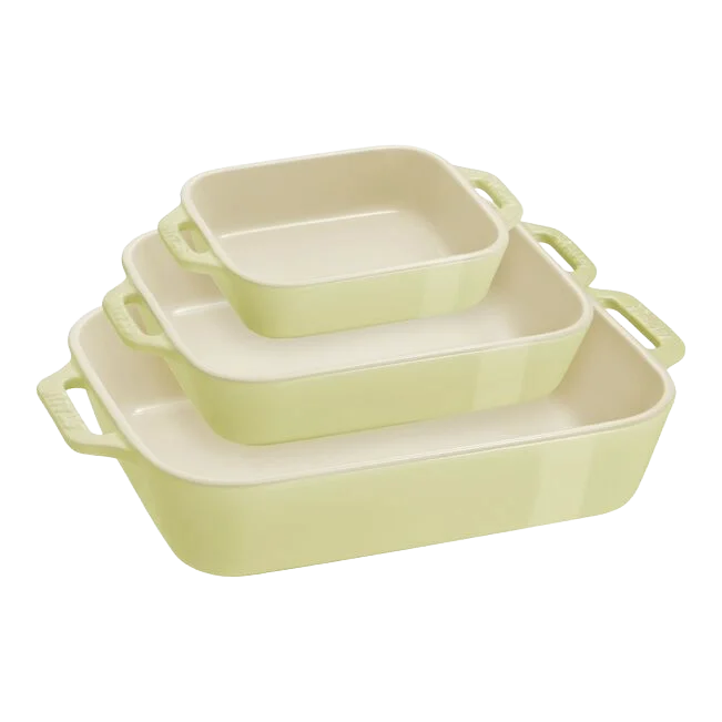 STAUB Macaron Baker Set – 3-Piece Rectangular Pastel Stoneware-Ceramic-DECOROLALA