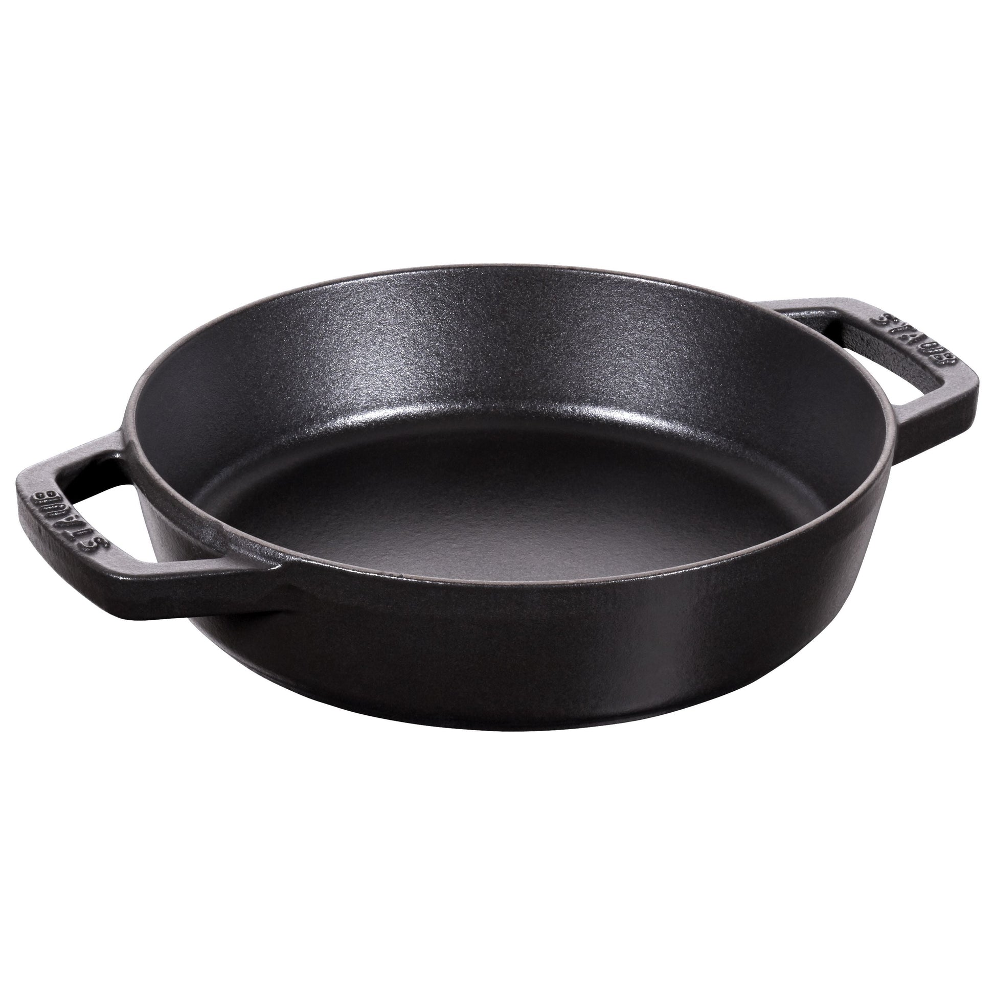 STAUB Pans 20 cm / 8 inch Cast Iron Double Handle Skillet, Black-8 Inch-DECOROLALA