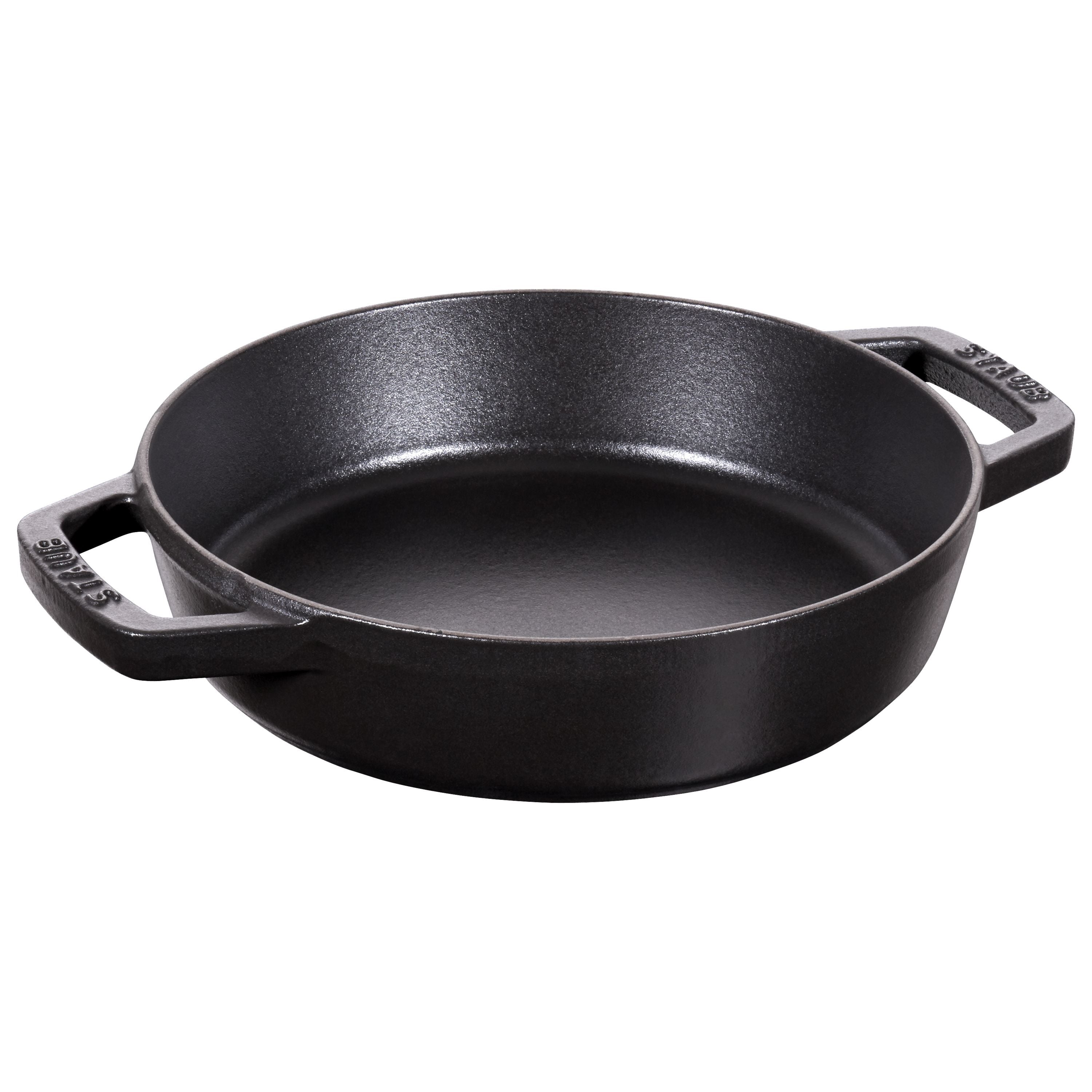 STAUB Pans 20 cm / 8 inch Cast Iron Double Handle Skillet, Black-8 Inch-DECOROLALA