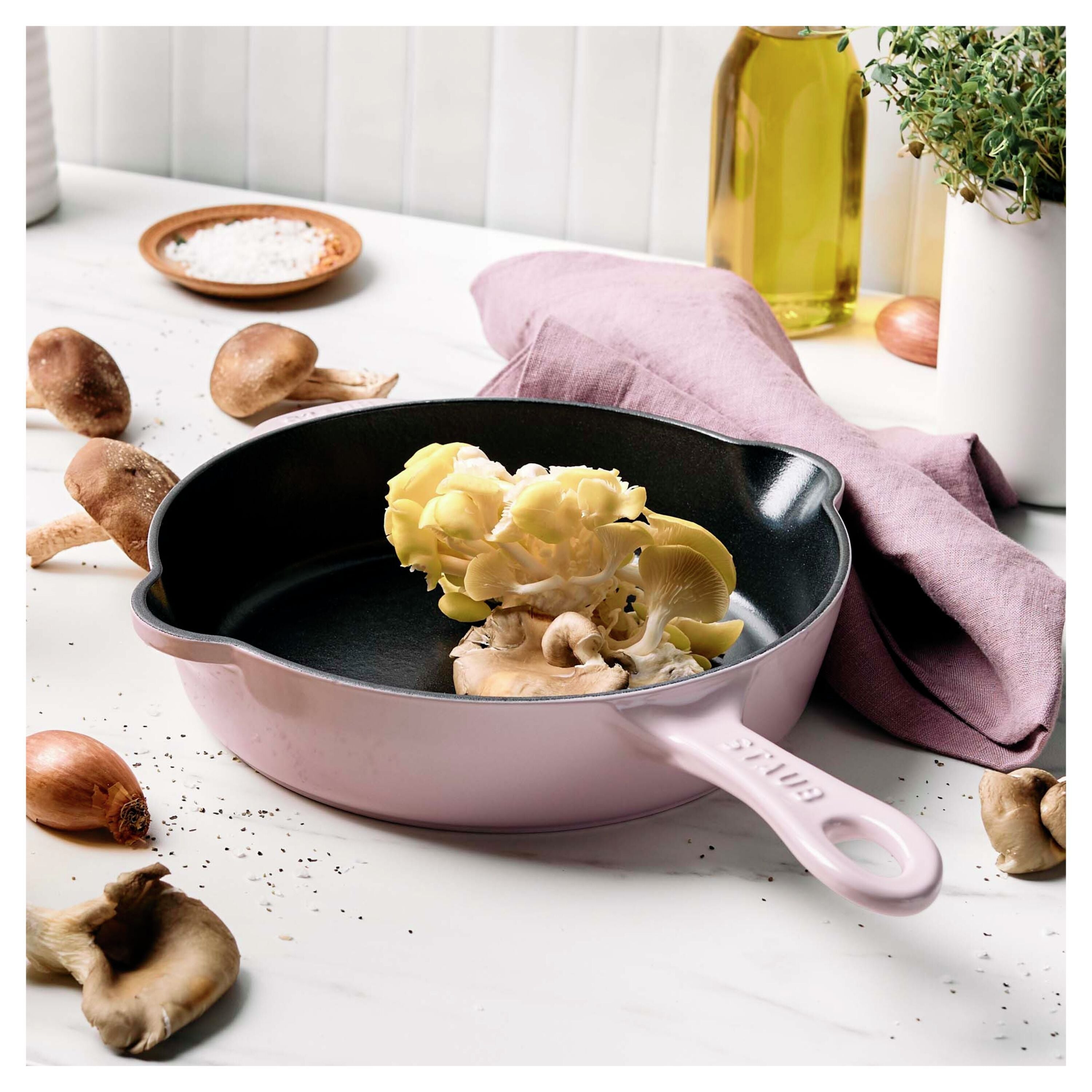 STAUB Pans 22 cm / 8.5 inch Cast Iron Traditional Deep Frypan, Sorbet Rose-Cast Iron-DECOROLALA