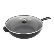 STAUB Pans 26 cm / 10 inch Cast Iron Daily Pan With Glass Lid, Black-10 Inch-DECOROLALA