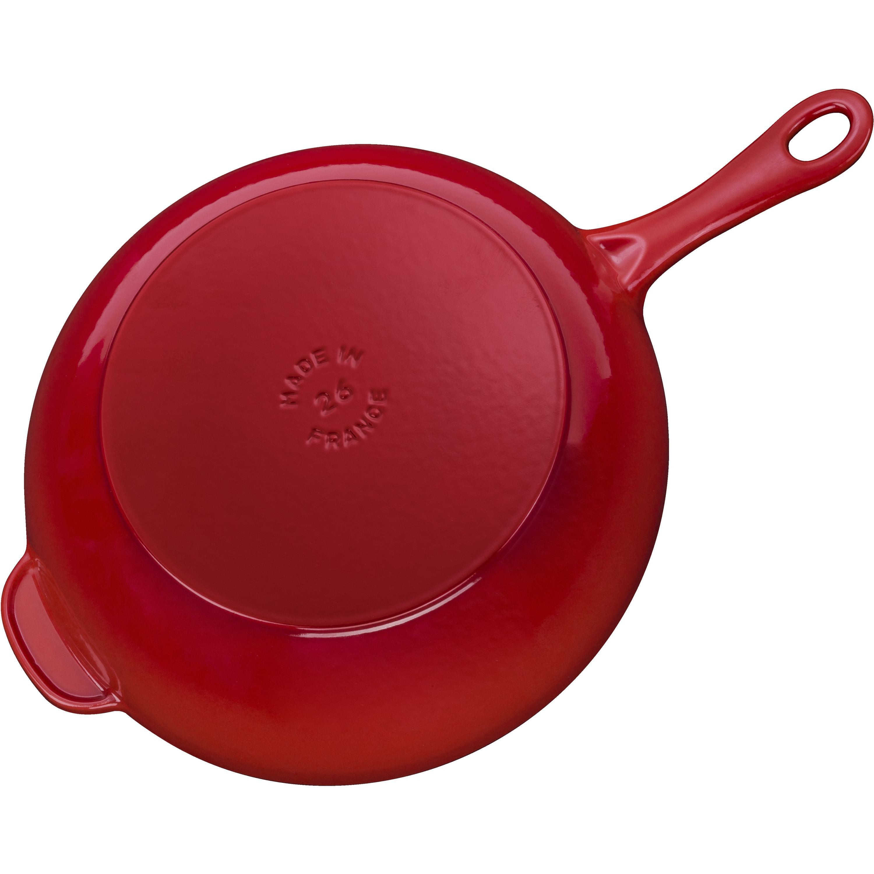 STAUB Pans 26 cm / 10 inch Cast Iron Daily Pan With Glass Lid, Cherry-10 Inch-DECOROLALA