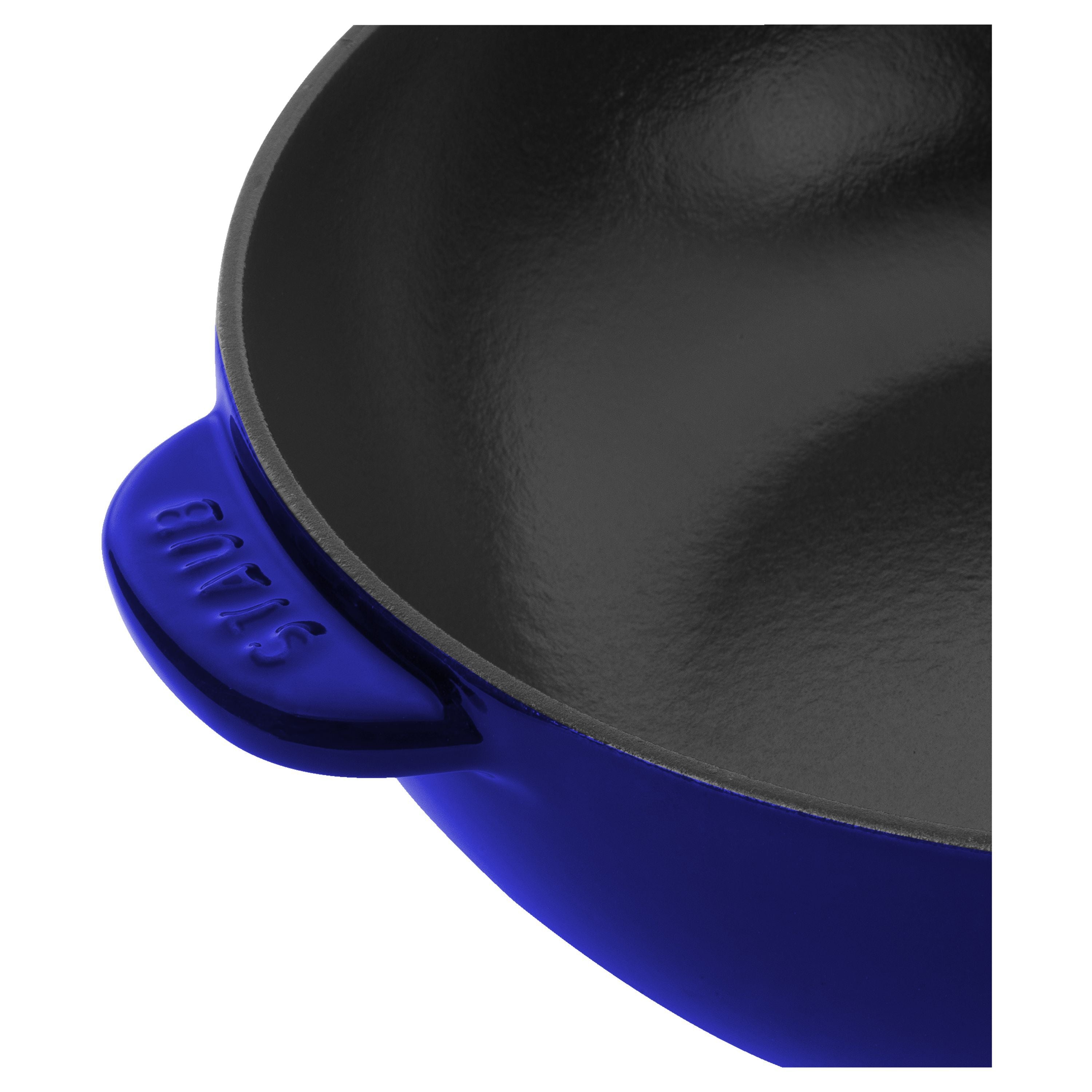 STAUB Pans 26 cm / 10 inch Cast Iron Frying Pan, Dark-Blue-10 Inch-DECOROLALA