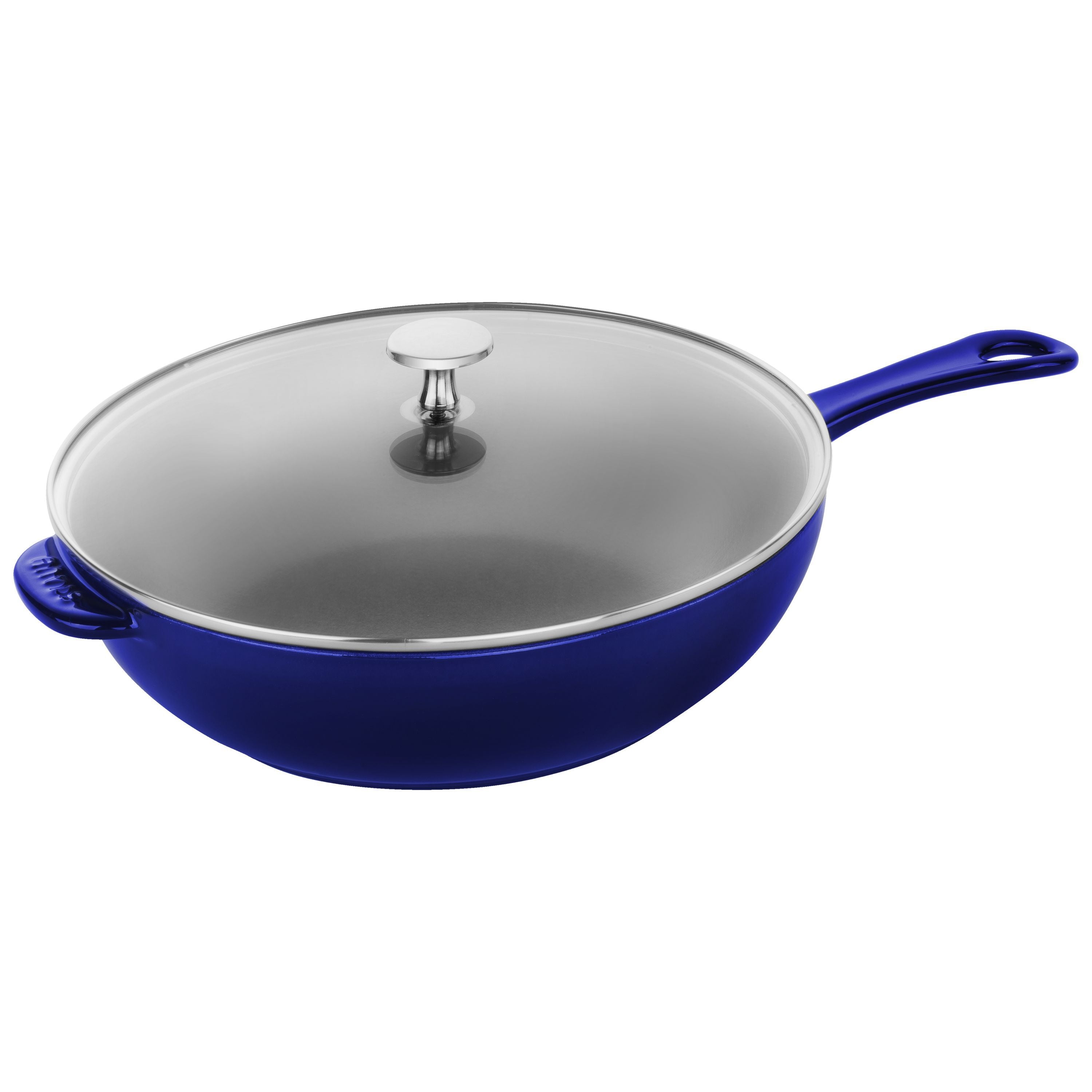STAUB Pans 26 cm / 10 inch Cast Iron Frying Pan, Dark-Blue-10 Inch-DECOROLALA