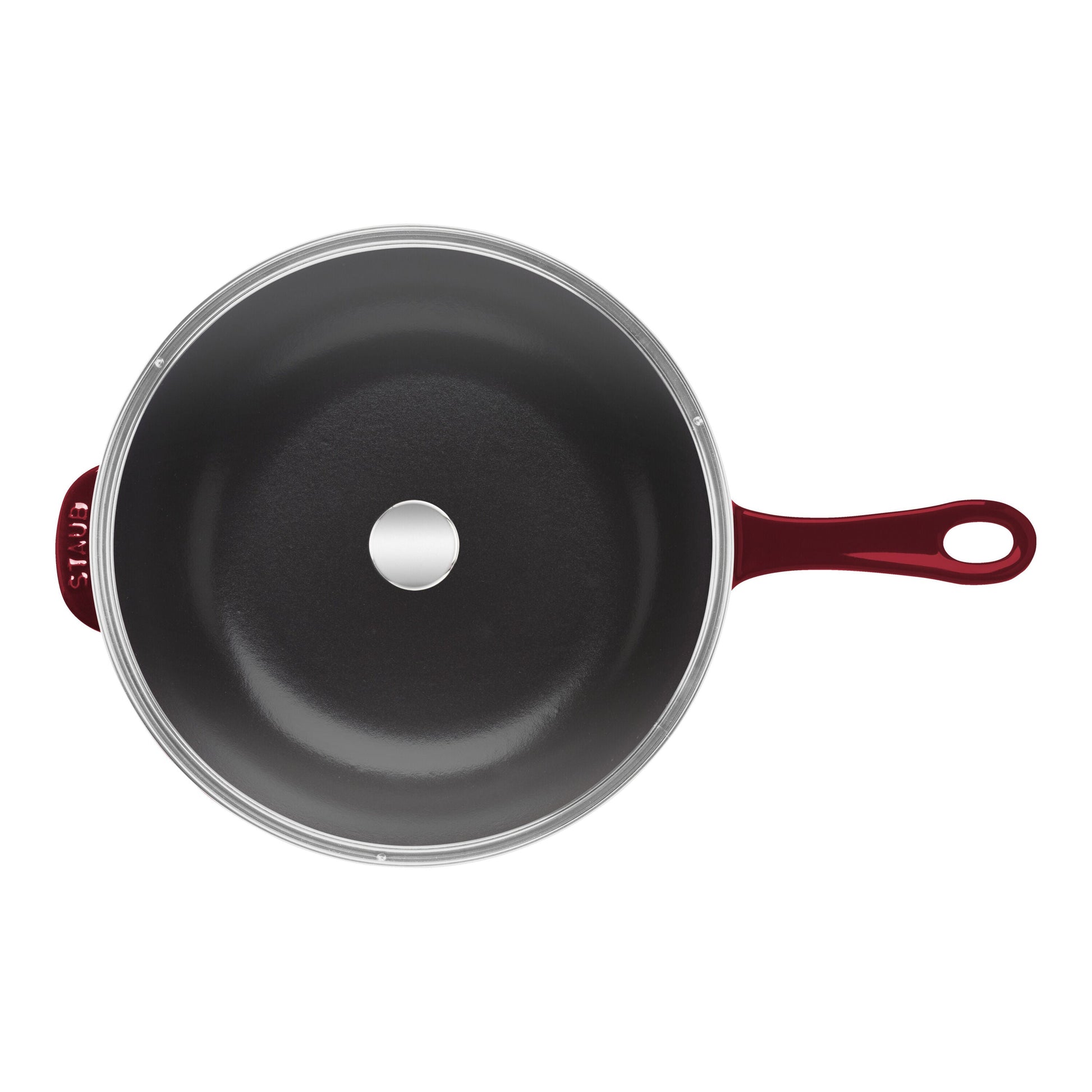 STAUB Pans 26 cm / 10 inch Cast Iron Frying Pan, Grenadine-Red-n/a-DECOROLALA