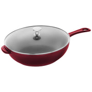 STAUB Pans 26 cm / 10 inch Cast Iron Frying Pan, Grenadine-Red-n/a-DECOROLALA