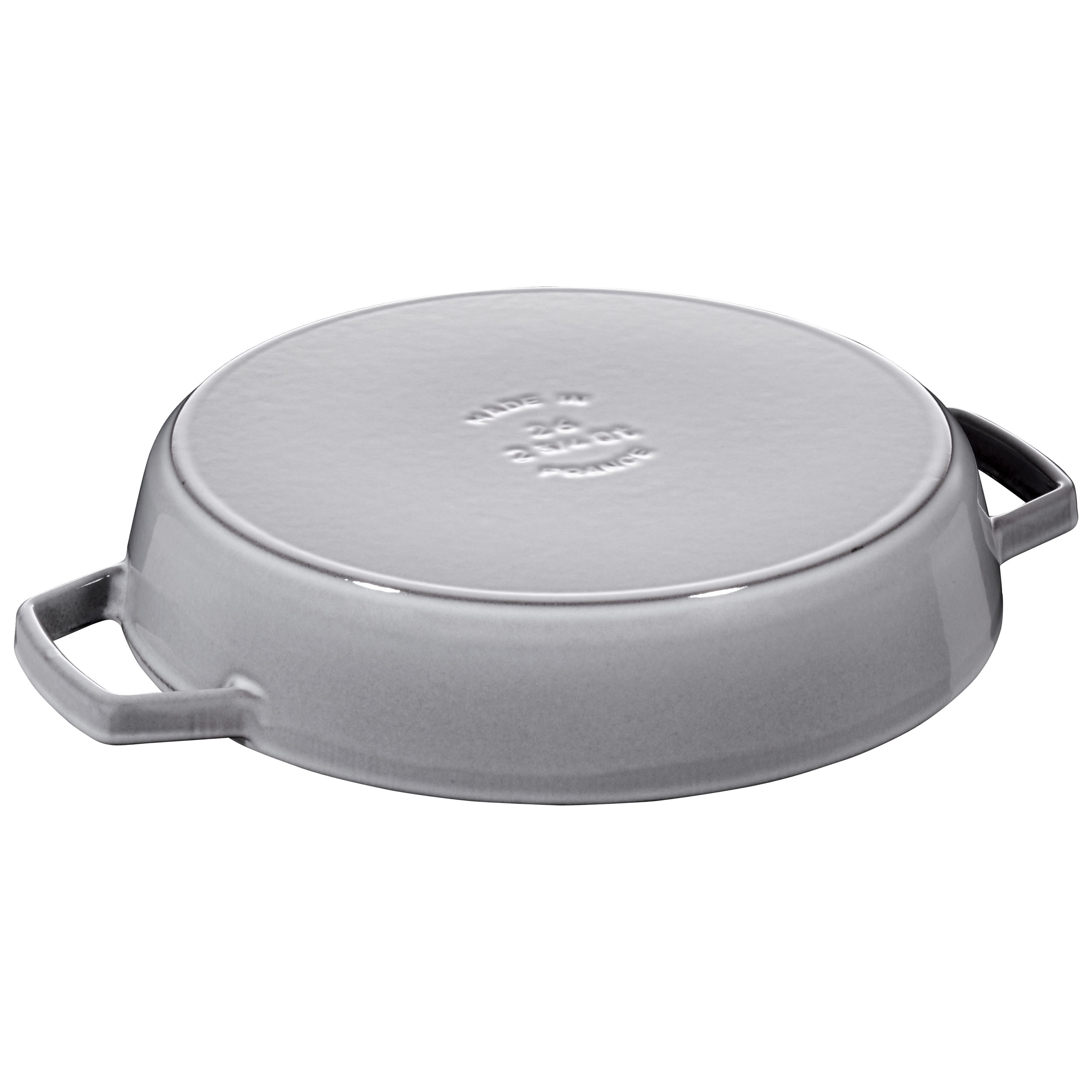 STAUB Pans 26 cm / 10 inch Cast Iron Frying Pan With 2 Handles, Graphite-Grey-10 Inch-DECOROLALA