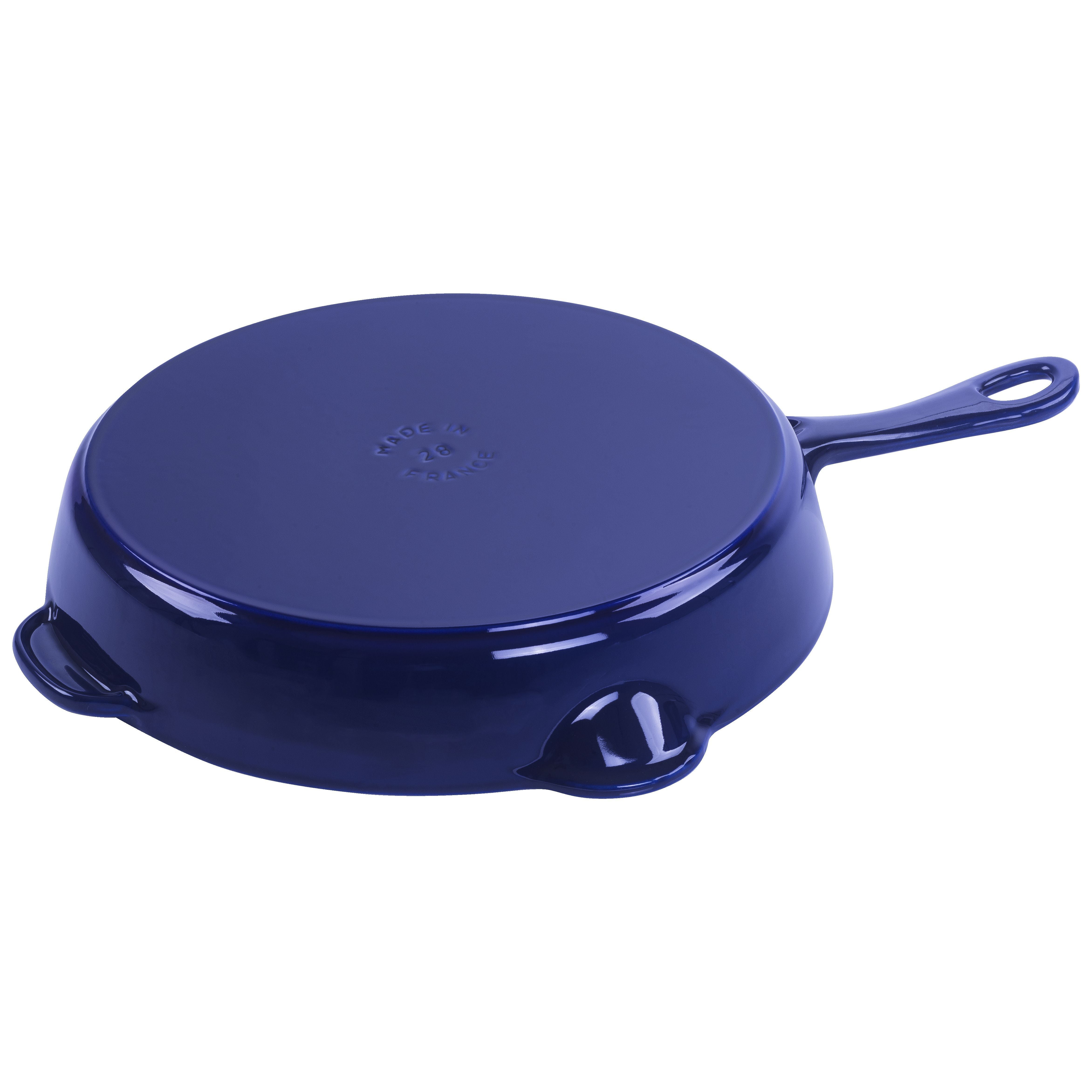 STAUB Pans 28 cm / 11 inch Cast Iron Traditional Deep Frypan, Dark-Blue-11 Inch-DECOROLALA