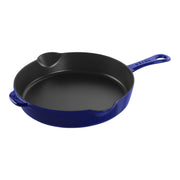 STAUB Pans 28 cm / 11 inch Cast Iron Traditional Deep Frypan, Dark-Blue-11 Inch-DECOROLALA