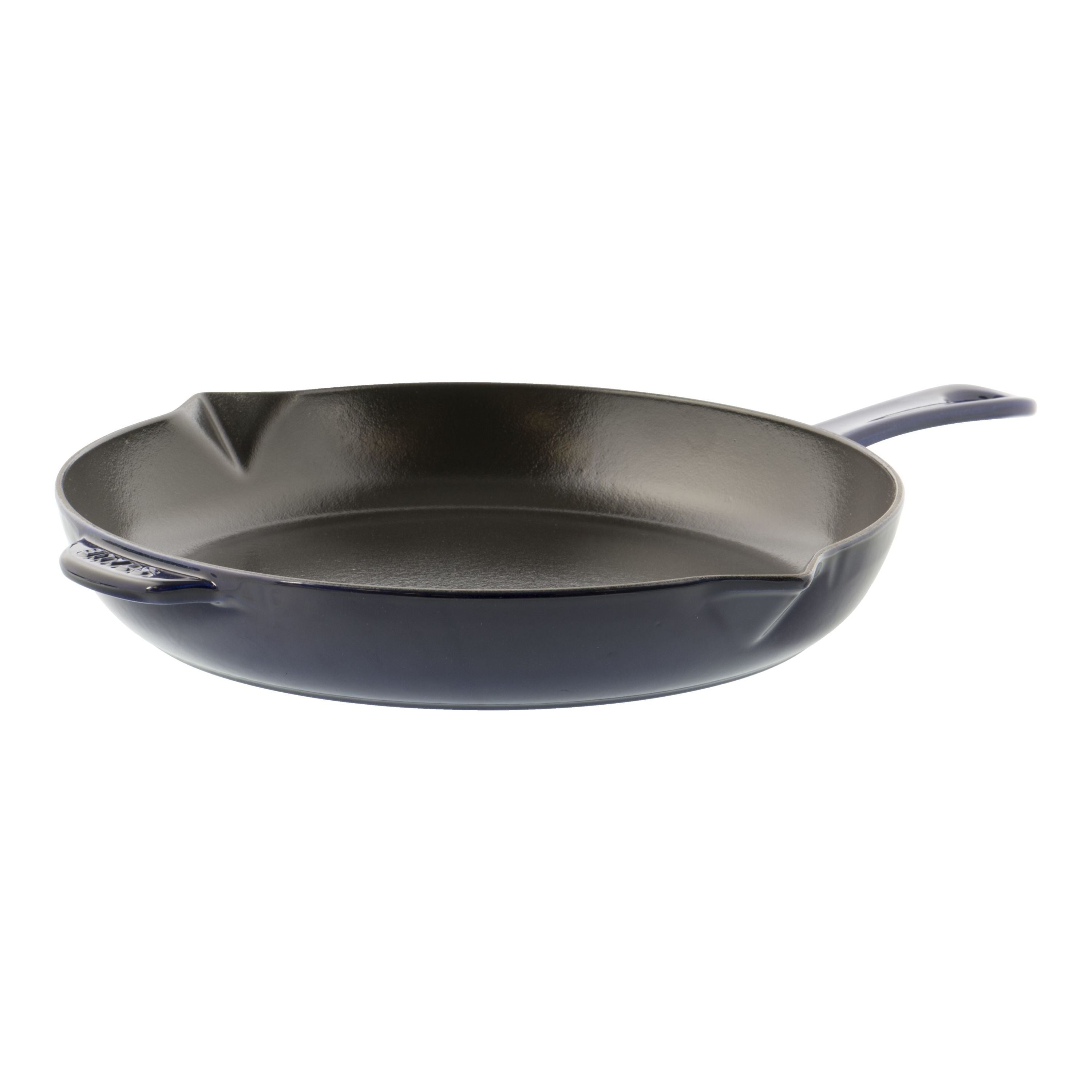 STAUB Pans 30 cm / 12 inch Cast Iron Frying Pan, Dark-Blue-12 Inch-DECOROLALA