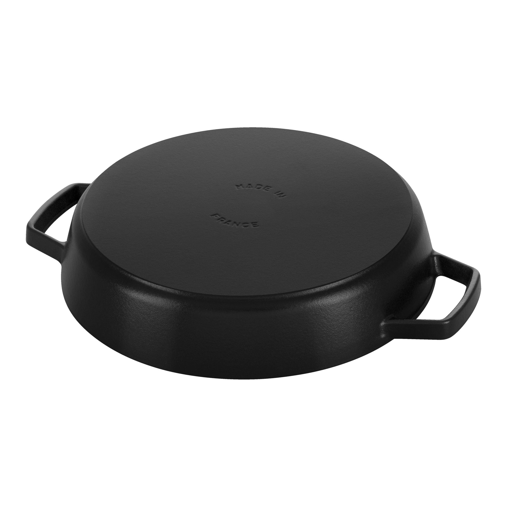 STAUB Pans 34 cm Cast Iron Double Handle Skillet, Black-13 Inch-DECOROLALA