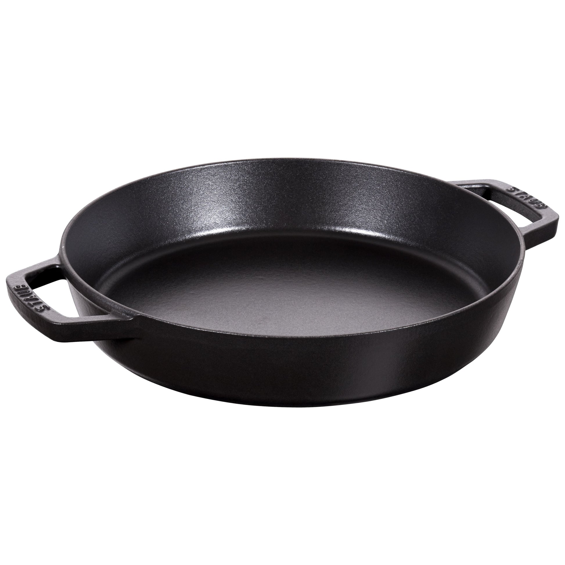 STAUB Pans 34 cm Cast Iron Double Handle Skillet, Black-13 Inch-DECOROLALA