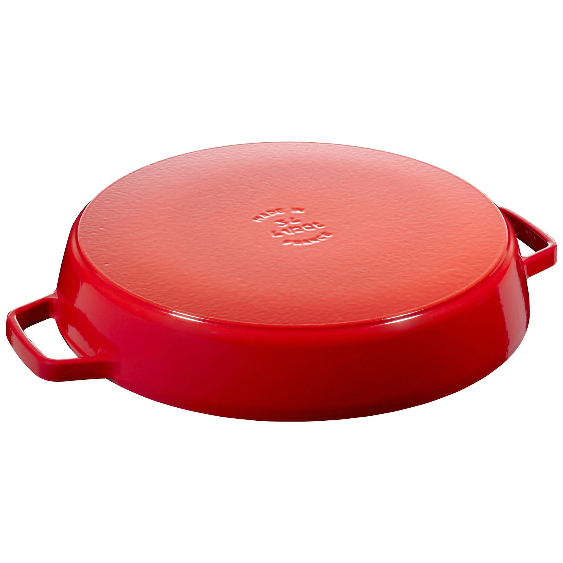 STAUB Pans 34 cm Cast Iron Double Handle Skillet, Cherry-13 Inch-DECOROLALA