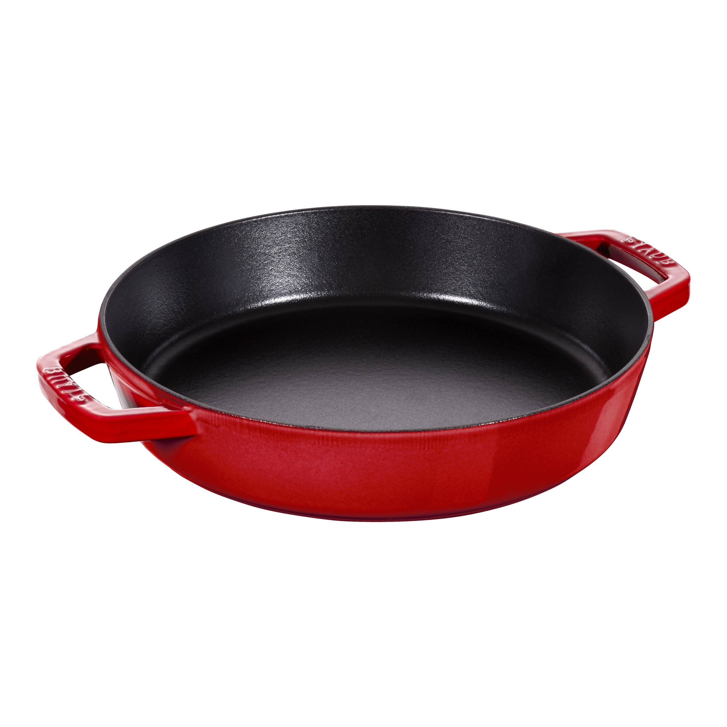 STAUB Pans 34 cm Cast Iron Double Handle Skillet, Cherry-13 Inch-DECOROLALA