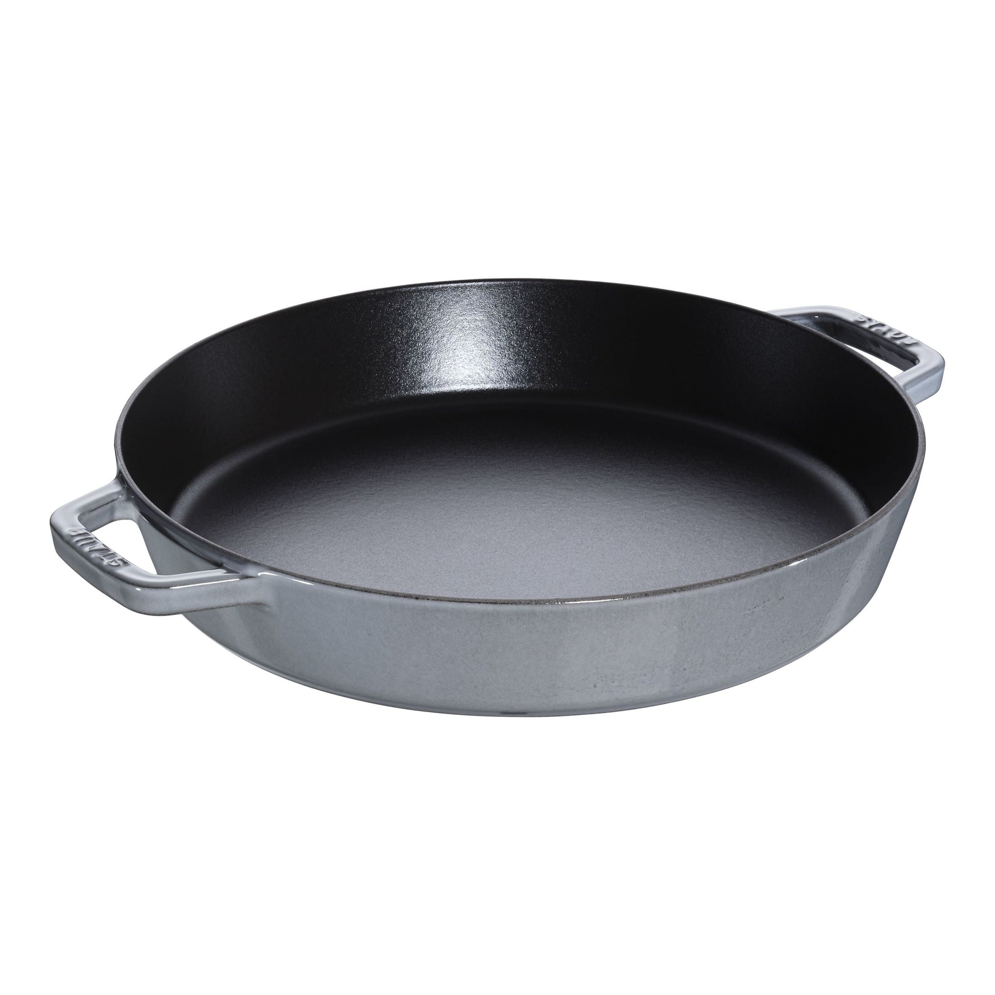 STAUB Pans 34 cm Cast Iron Double Handle Skillet, Graphite-Grey-13 Inch-DECOROLALA
