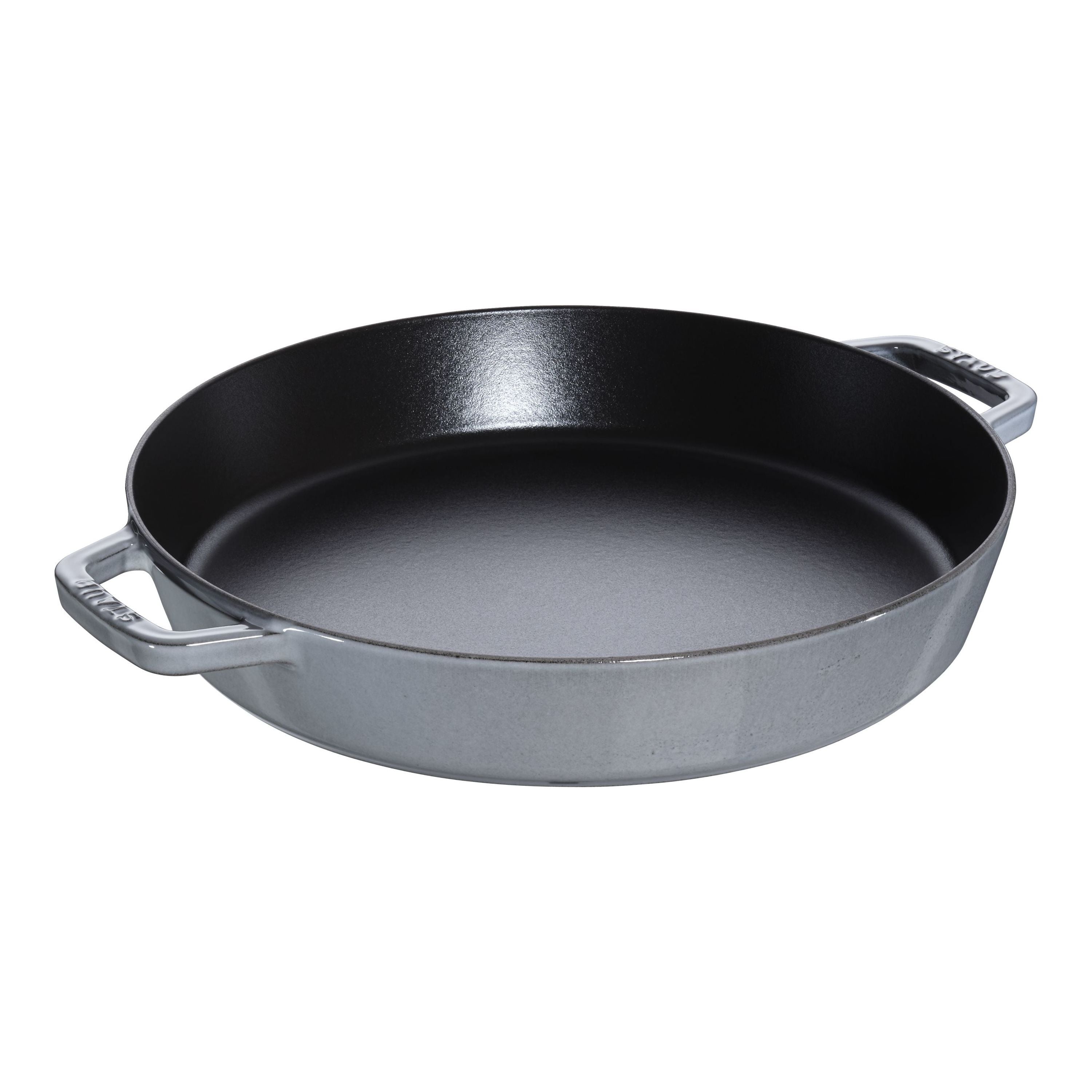 STAUB Pans 34 cm Cast Iron Double Handle Skillet, Graphite-Grey-13 Inch-DECOROLALA