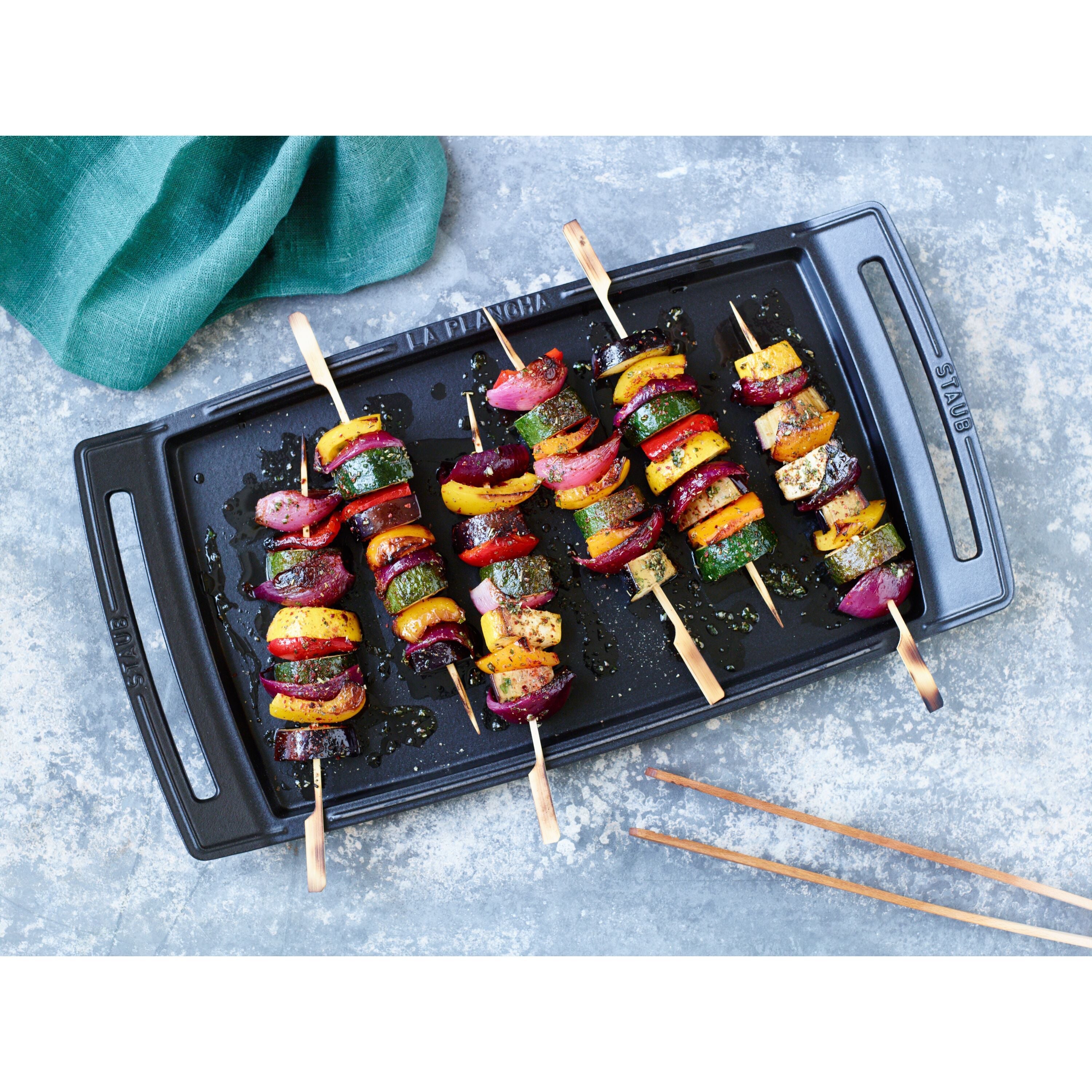 STAUB Plancha Cast Iron Griddle 38x22cm Black-DECOROLALA