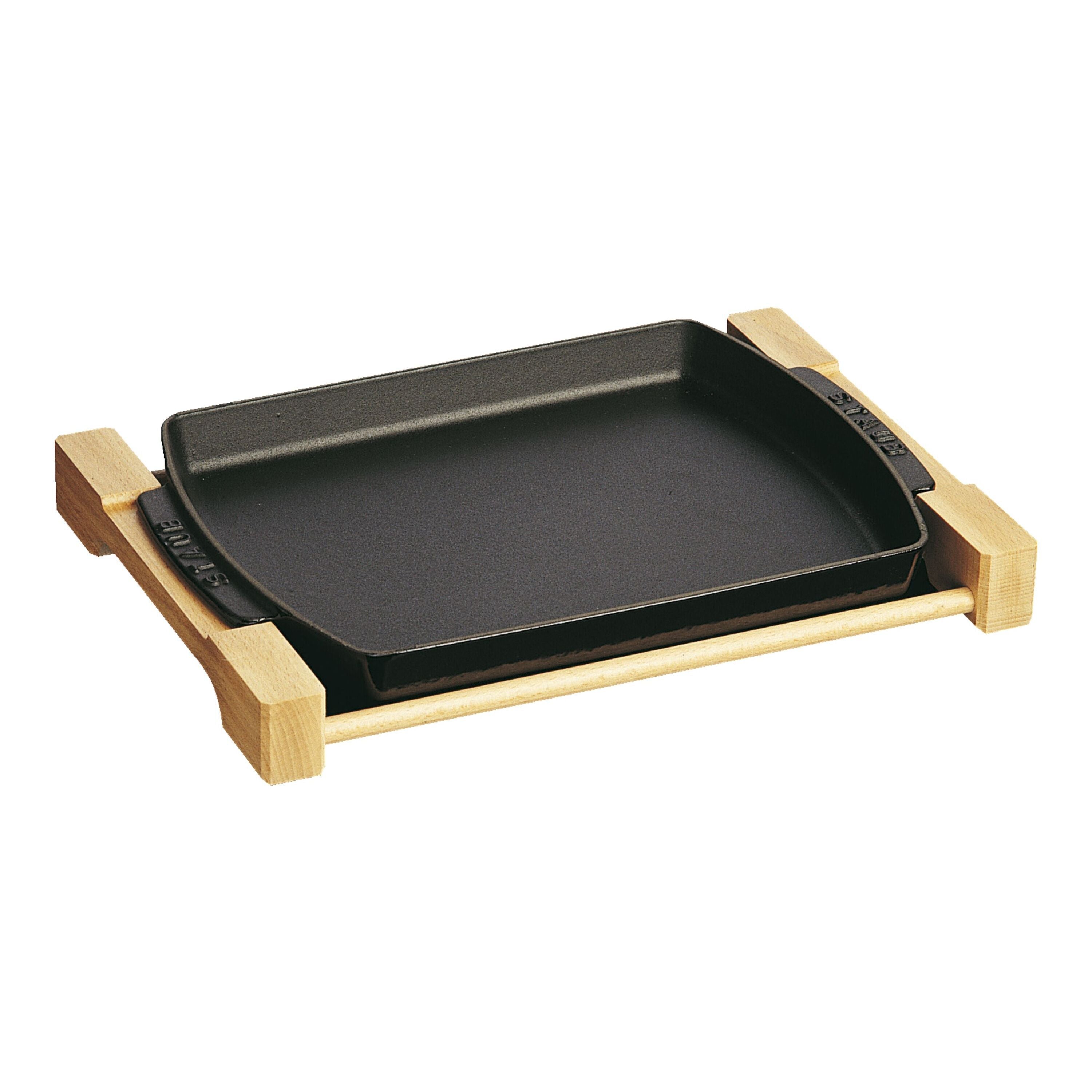 STAUB Serving 33 cm x 22 cm Cast Iron Rectangular Serving Plate, Black-n/a-DECOROLALA