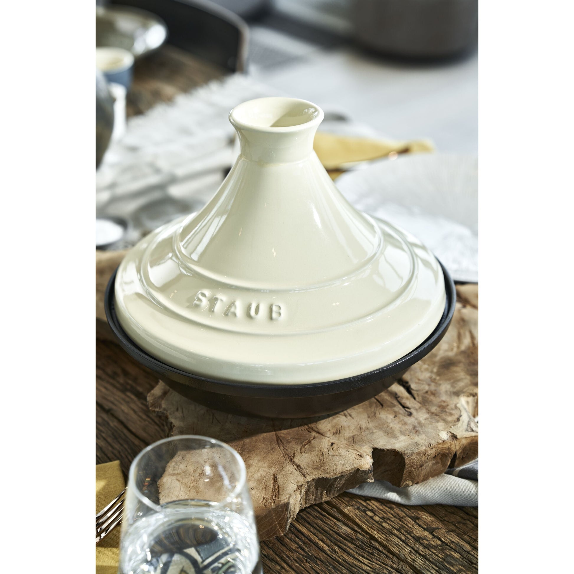 STAUB Specialities 28 cm Cast Iron Tajine, Cream-Tagin-DECOROLALA
