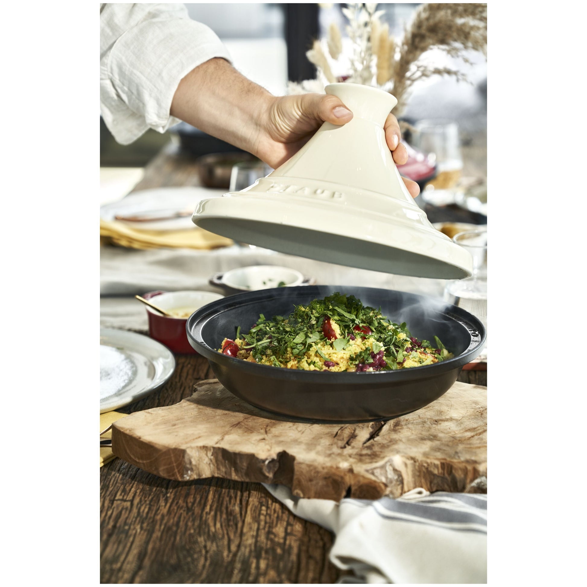 STAUB Specialities 28cm Cast Iron Tagine - Cream-Tagin-DECOROLALA