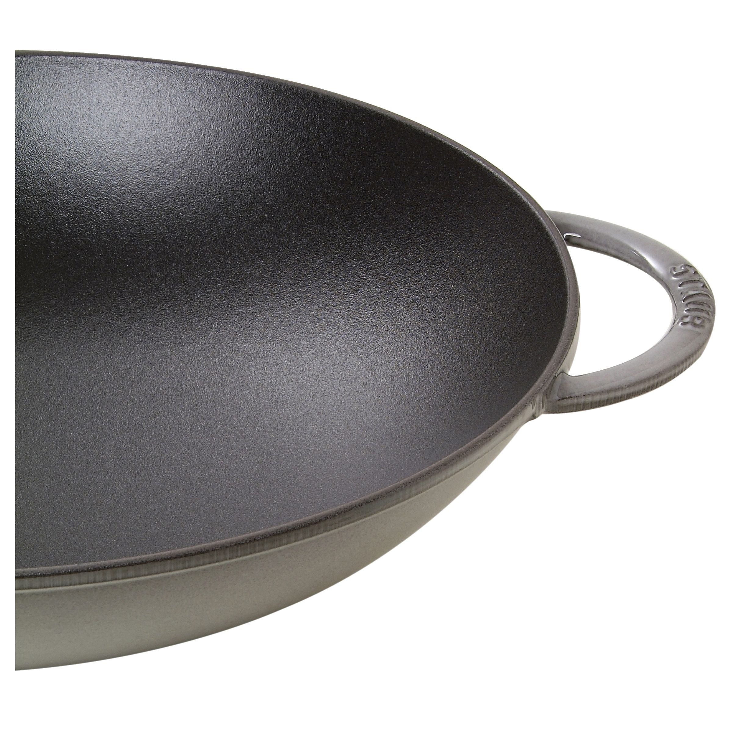 STAUB Specialities 37 cm / 14.5 inch Cast Iron Wok With Glass Lid, Graphite-Grey-Wok-DECOROLALA